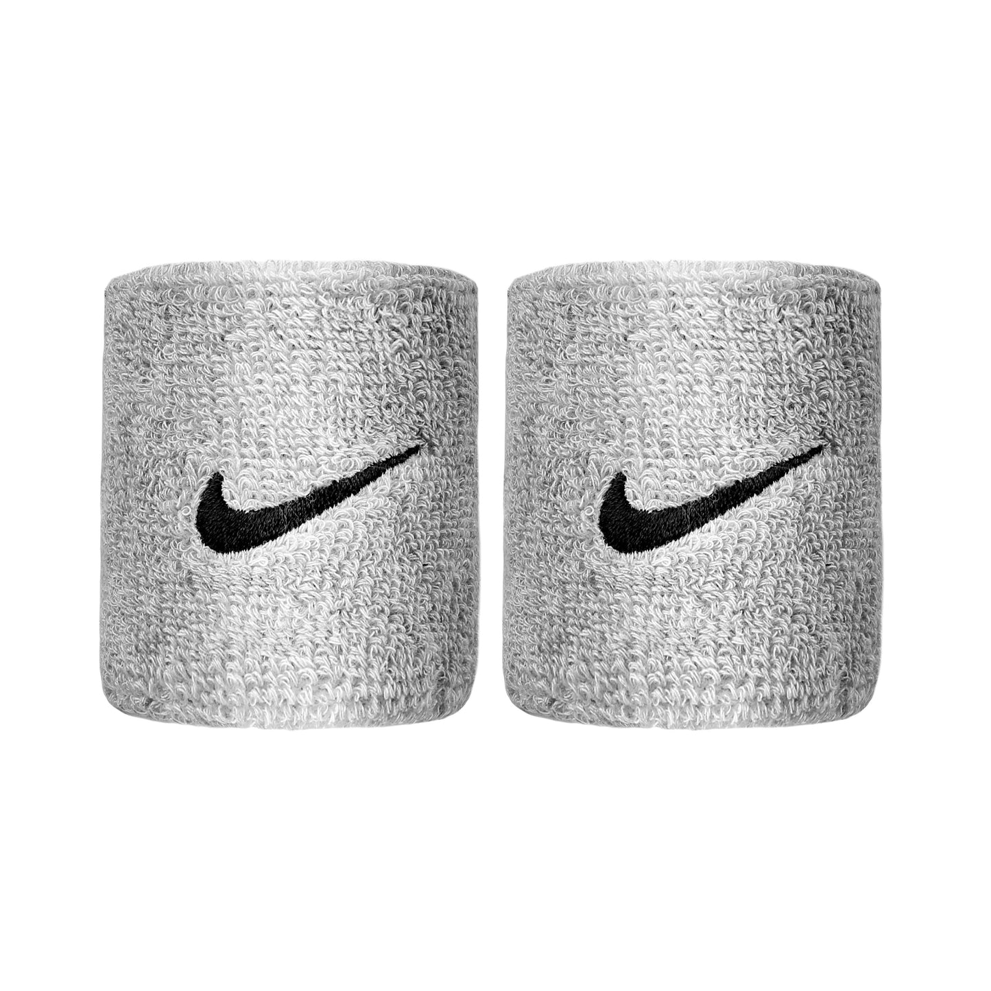 Nike Swoosh Zweetband Verpakking 2 stuks kort - lichtgrijs, zwart Nike Swoosh Zweetband Verpakking 2 stuks kort - lichtgrijs, zwart