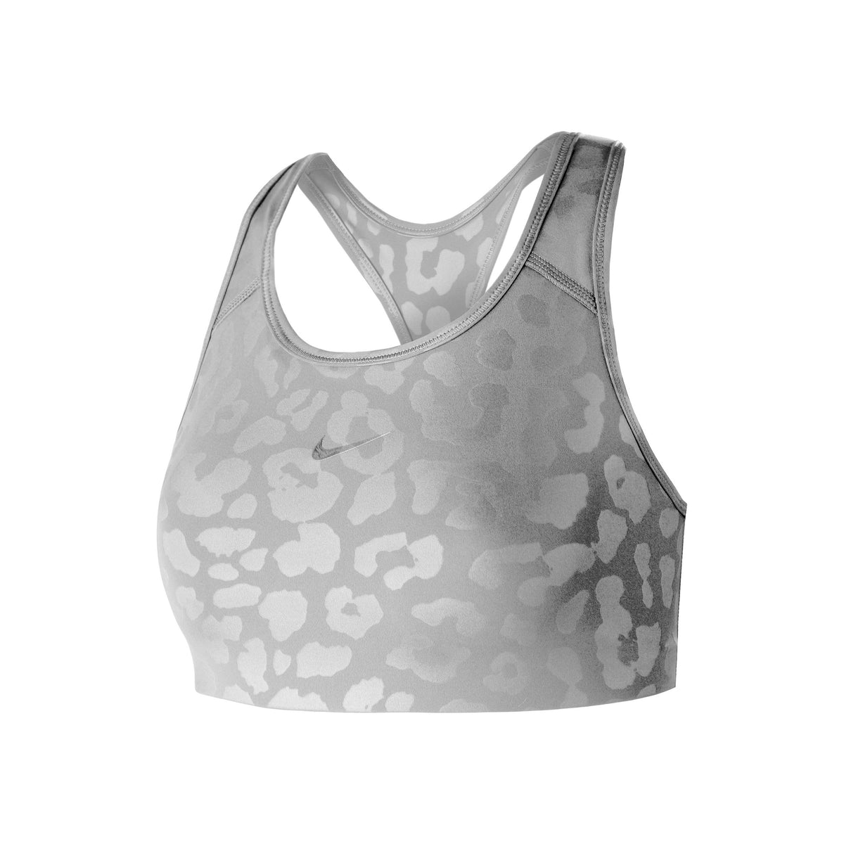 Nike Dri-Fit Leopard Shine Sport-bh Dames - grijs, wit Nike Dri-Fit Leopard Shine Sport-bh Dames - grijs, wit