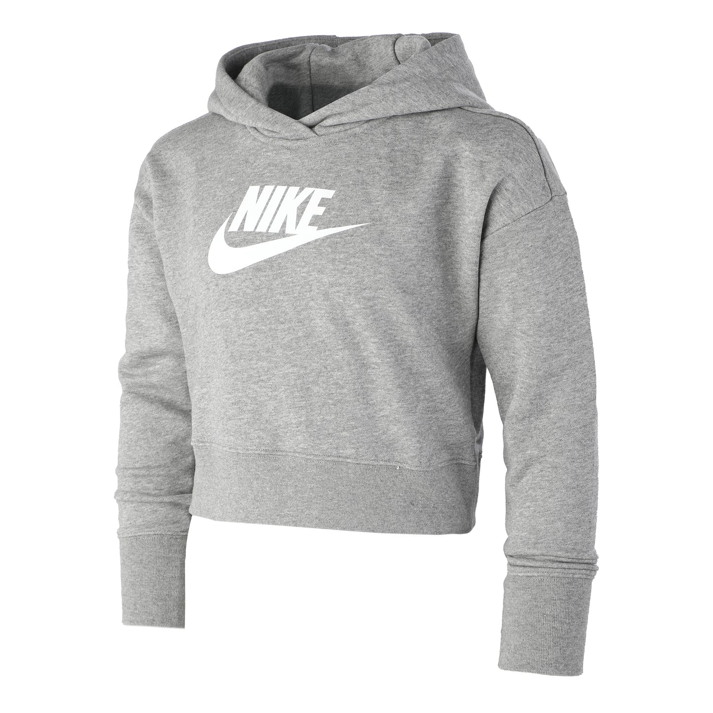 Nike French Terry Club Cropped Sweat à capuche Filles - gris, blanc Nike French Terry Club Cropped Sweat à capuche Filles - gris, blanc