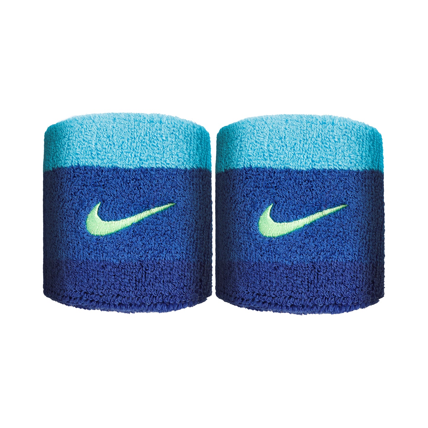 Nike Swoosh Zweetband Verpakking 2 stuks kort - blauw, groen Nike Swoosh Zweetband Verpakking 2 stuks kort - blauw, groen