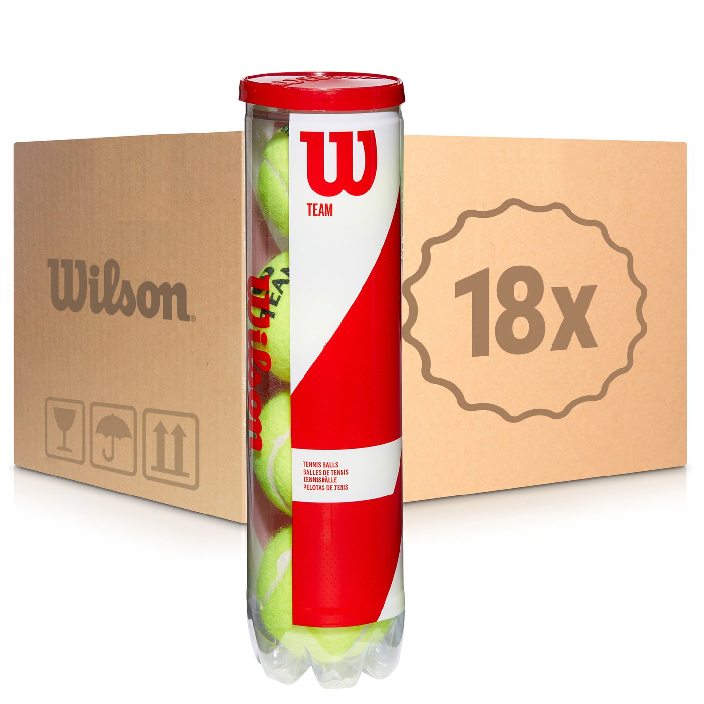 Wilson 18x verpakking 4 stuks Team W Practice In een doos Wilson 18x verpakking 4 stuks Team W Practice In een doos