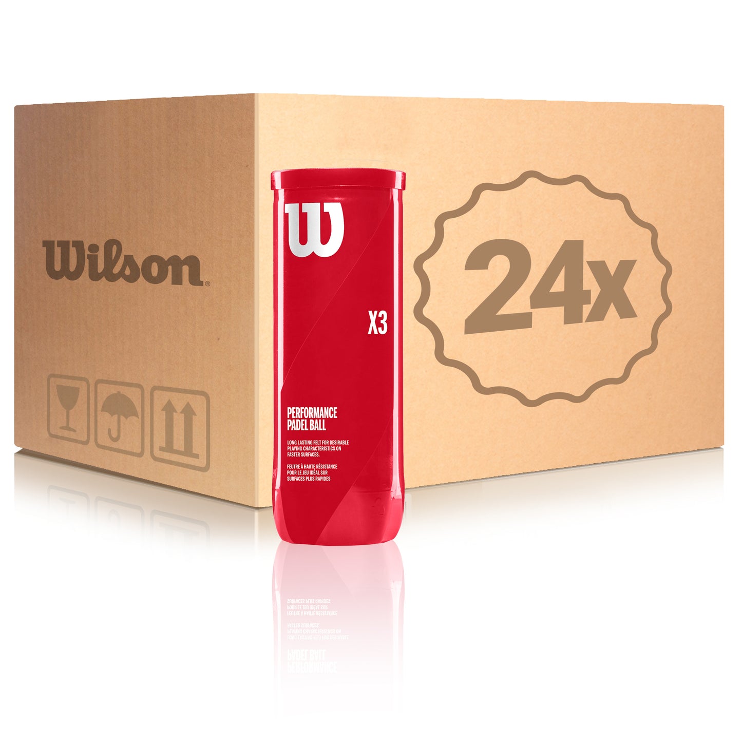 Wilson 24x verpakking 3 stuks Padel X3 Ball In een doos Wilson 24x verpakking 3 stuks Padel X3 Ball In een doos
