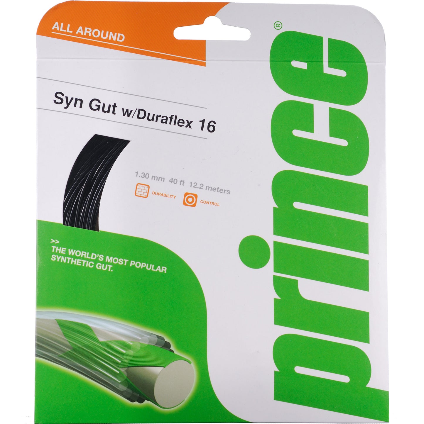Prince Synthetic Gut Duraflex Cordage En Garniture 12,2m-Noir Prince Synthetic Gut Duraflex Cordage En Garniture 12,2m-Noir