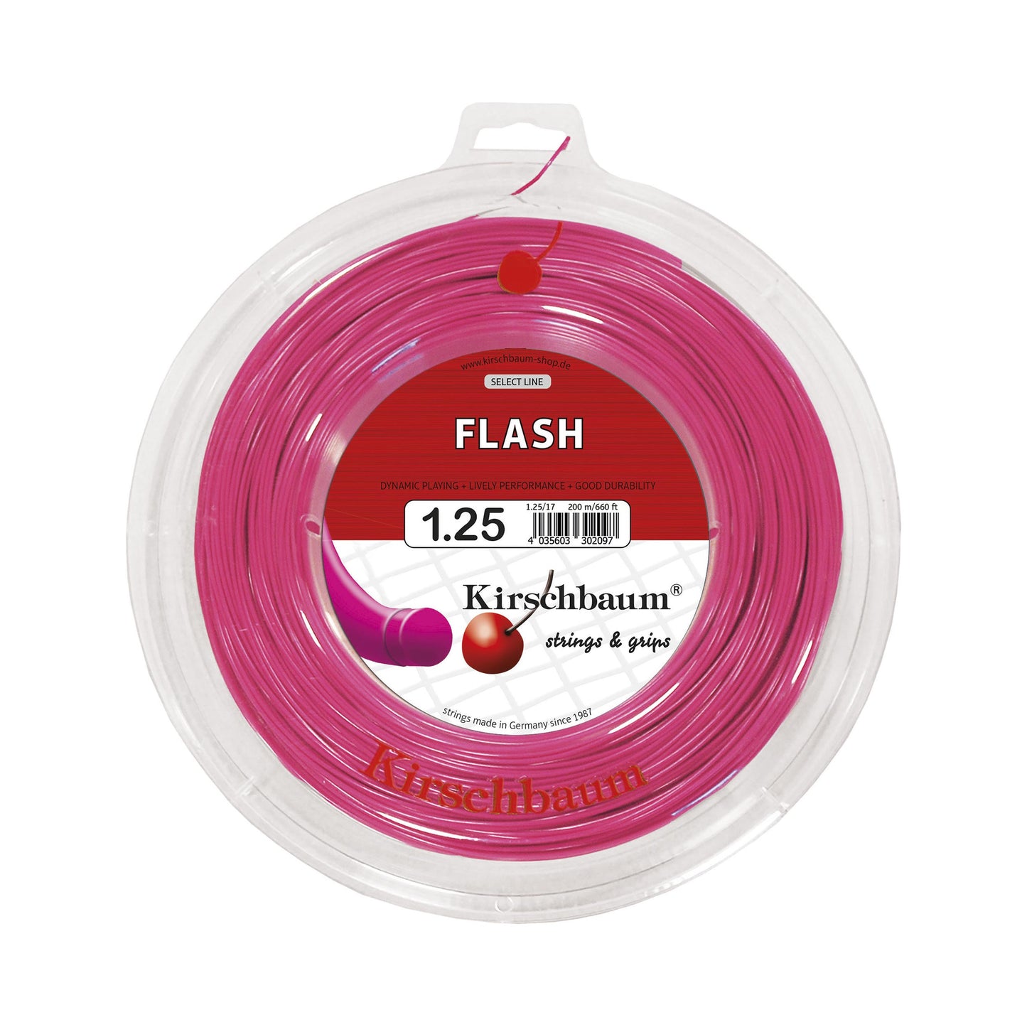 Kirschbaum Flash Rol Snaren 200m-Pink Kirschbaum Flash Rol Snaren 200m-Pink