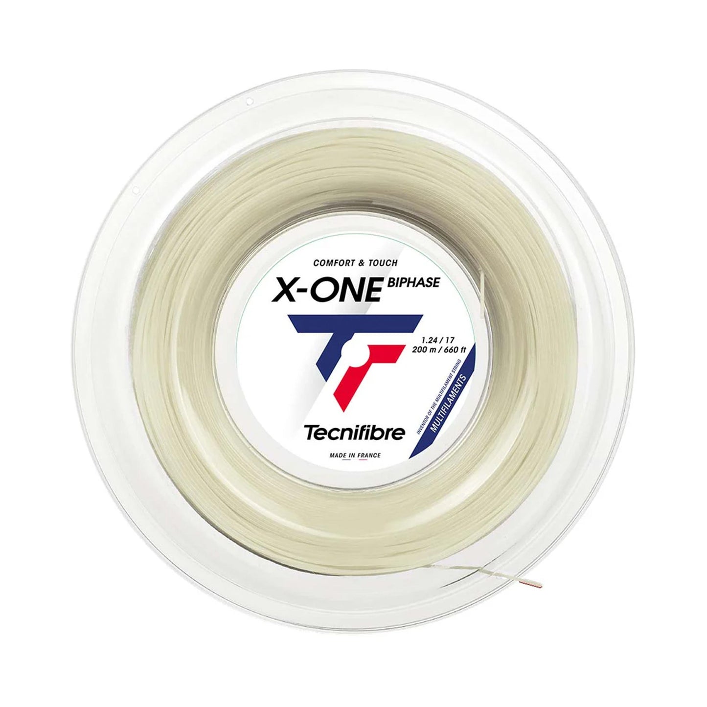 Tecnifibre X-One Biphase 200m Rol Snaren-Natuurlijke Kleuren Tecnifibre X-One Biphase 200m Rol Snaren-Natuurlijke Kleuren