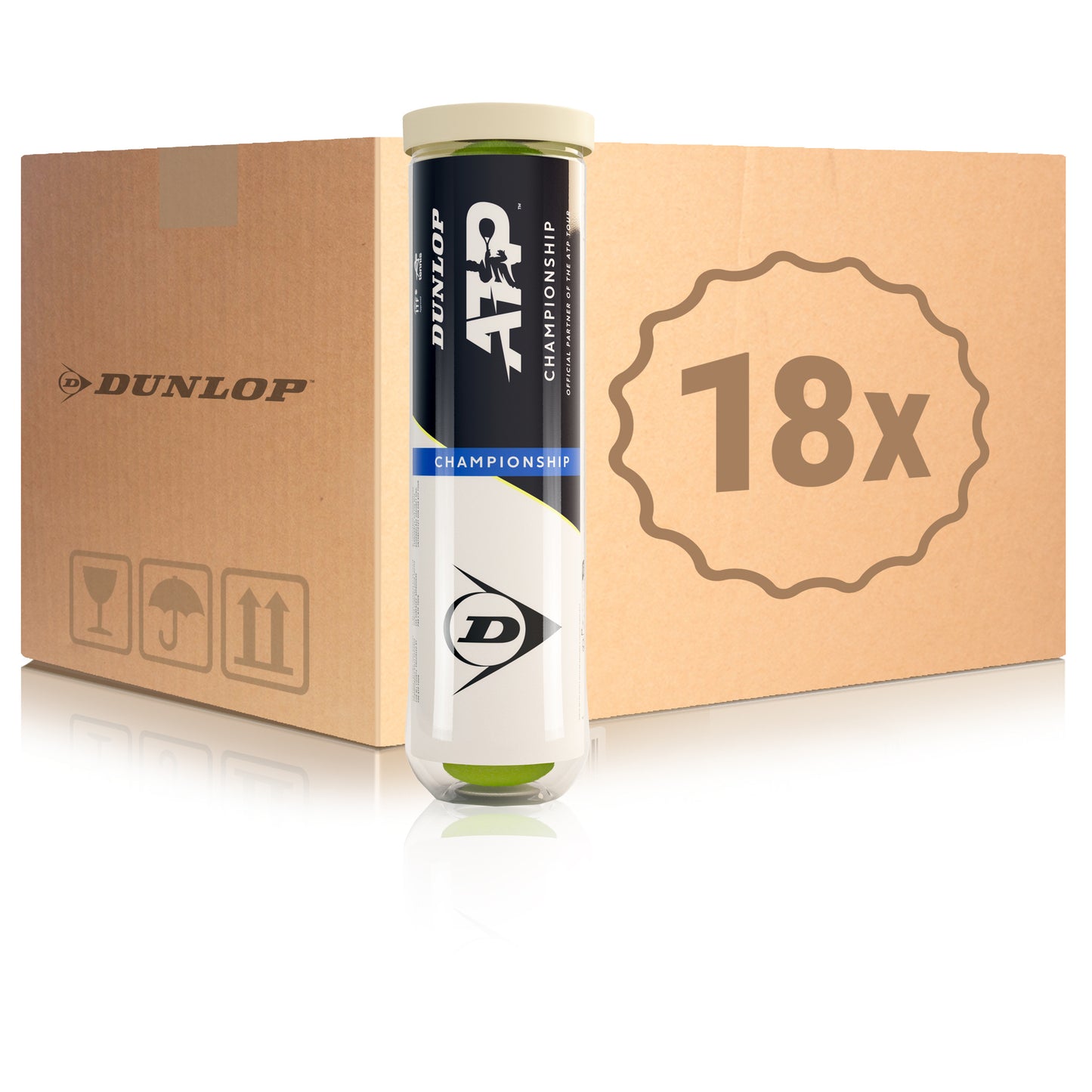 Dunlop 18x verpakking 4 stuks ATP Championship In een doos Dunlop 18x verpakking 4 stuks ATP Championship In een doos