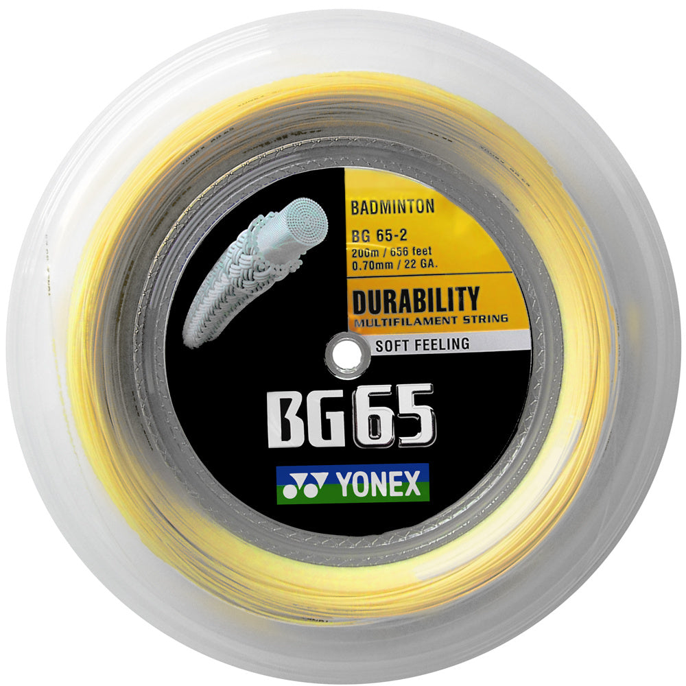 Yonex BG65 Rol badmintonsnaren 200m -geel Yonex BG65 Rol badmintonsnaren 200m -geel