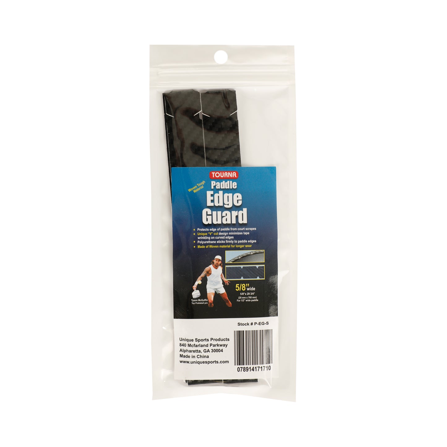 Tourna Padel Edge Guard Wooven 15mm Pickleball Frame Beschermingstape-Zwart Tourna Padel Edge Guard Wooven 15mm Pickleball Frame Beschermingstape-Zwart