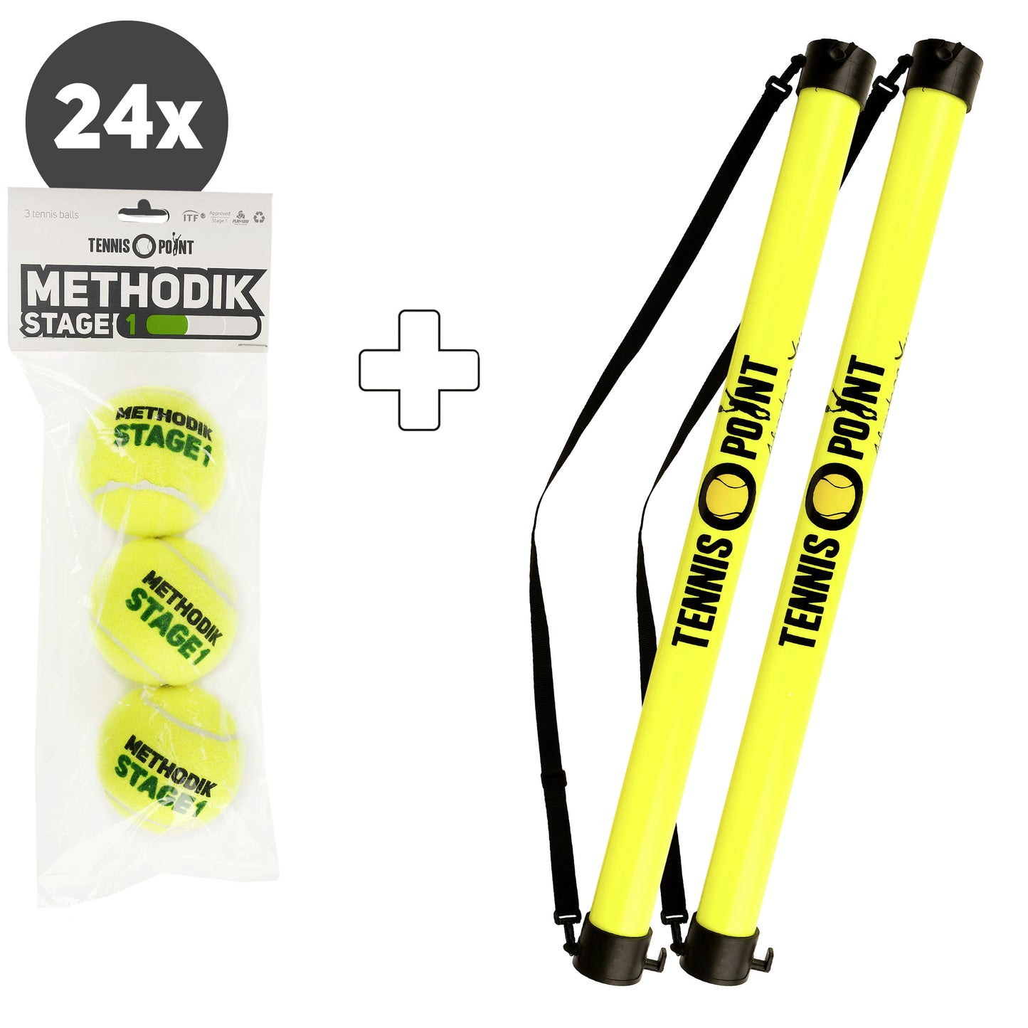 Tennis-Point 24 sacs de 3 (Stage 1) + ramasse balles forme tube Tennis-Point 24 sacs de 3 (Stage 1) + ramasse balles forme tube