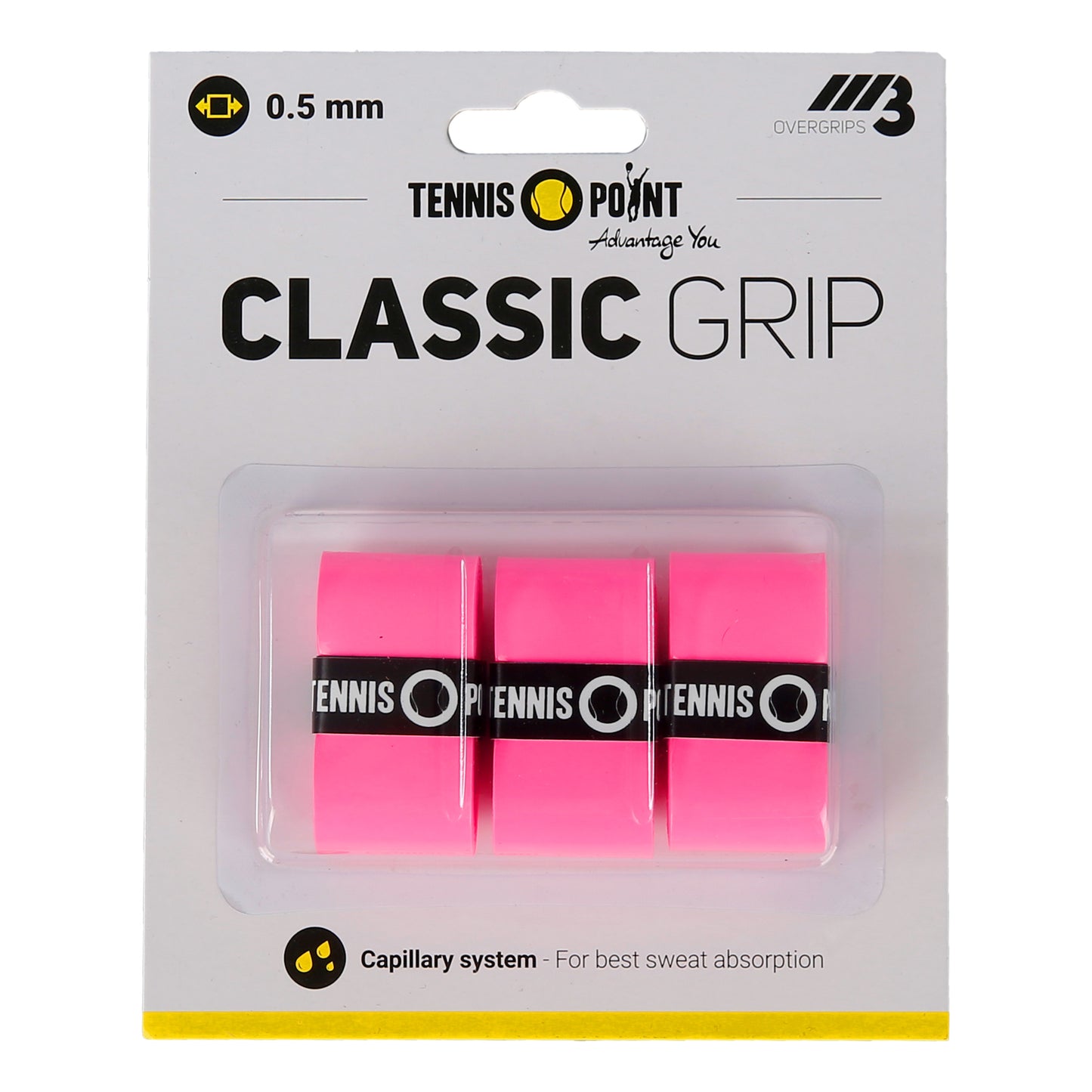 Tennis-Point Classic Grip Verpakking 3 stuks - pink Tennis-Point Classic Grip Verpakking 3 stuks - pink