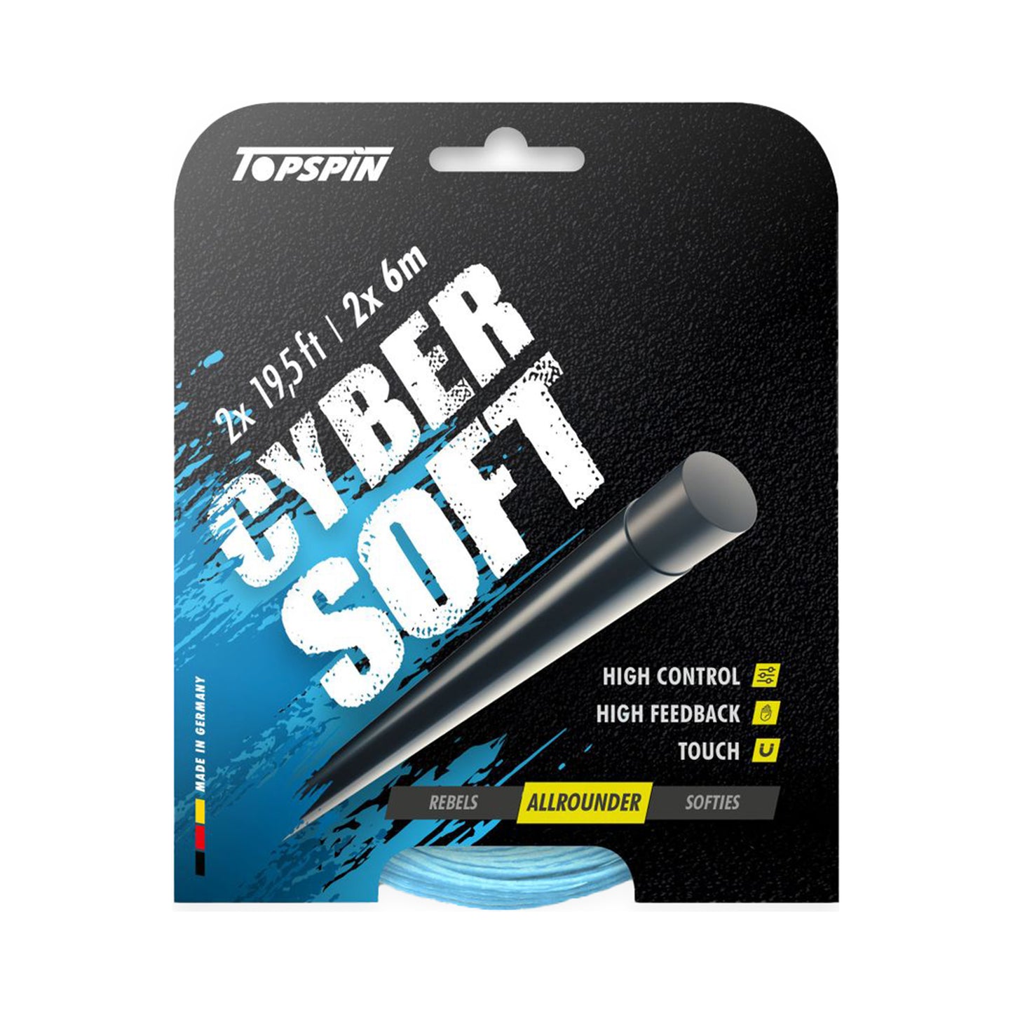 Topspin Cyber Soft 12m Cordage En Garniture-Bleu Clair Topspin Cyber Soft 12m Cordage En Garniture-Bleu Clair