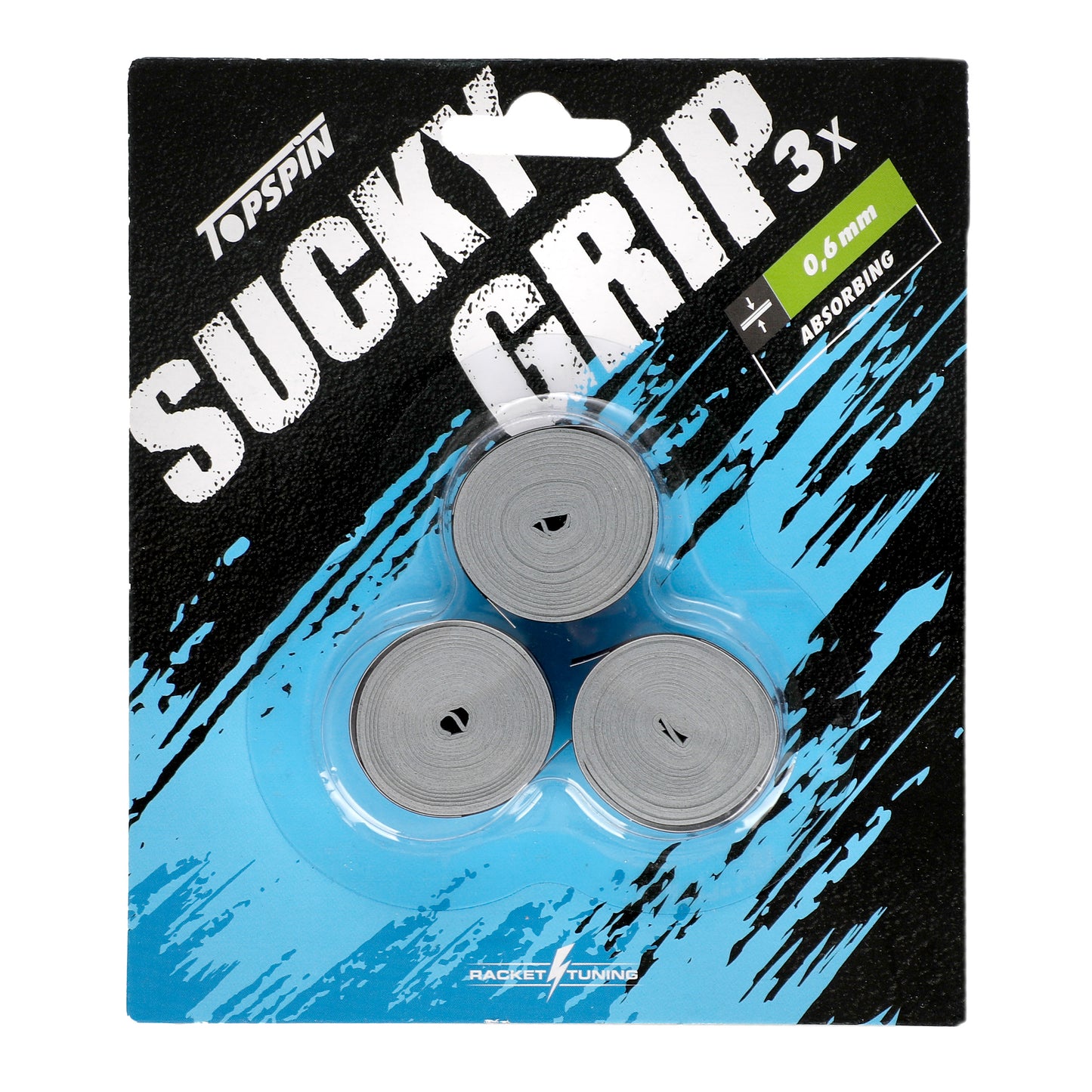 Topspin Sucky Grip Verpakking 3 stuks - grijs Topspin Sucky Grip Verpakking 3 stuks - grijs