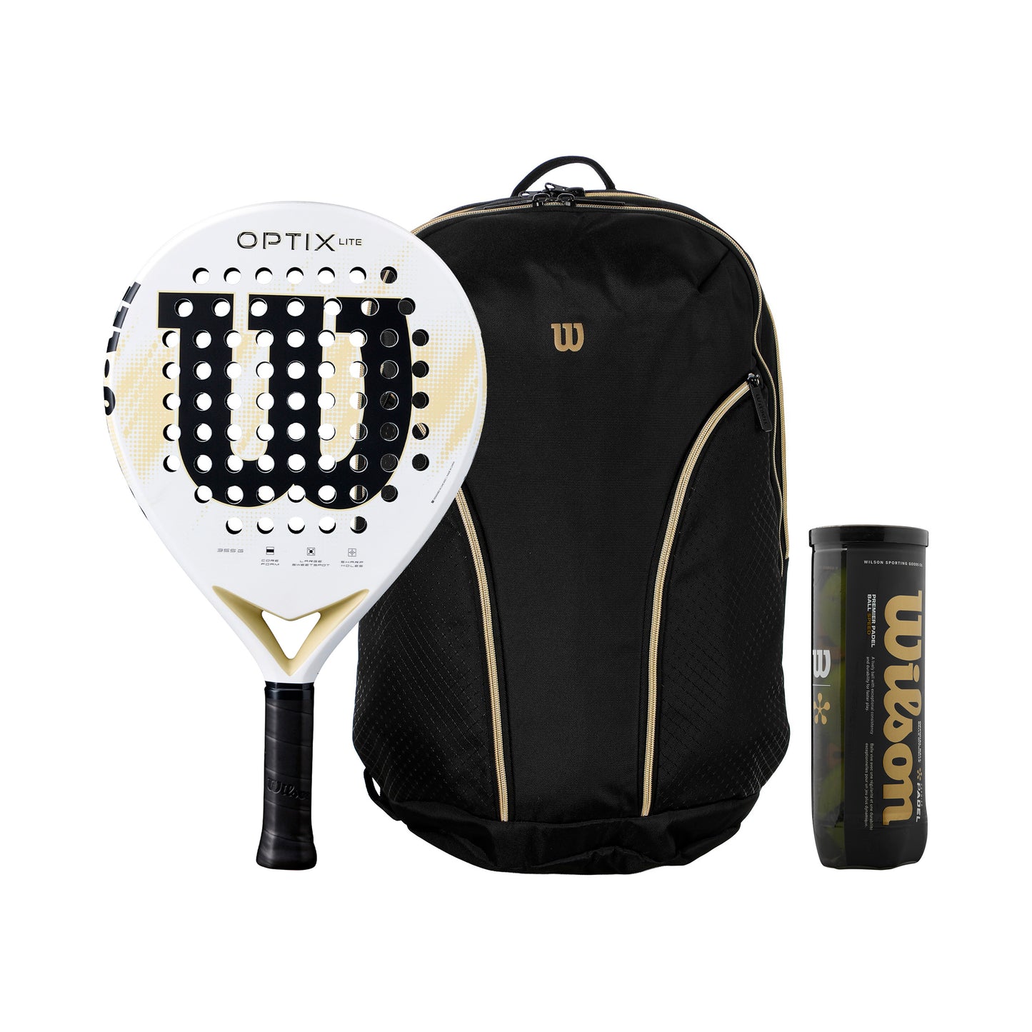 Wilson Pack de 3 Optix V2 Lite + tube de balles, + sac de tennis Wilson Pack de 3 Optix V2 Lite + tube de balles, + sac de tennis