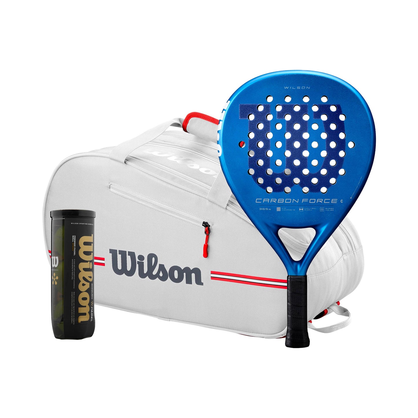 Wilson Carbon Force C plus sac de raquettes, + tube de balles Wilson Carbon Force C plus sac de raquettes, + tube de balles