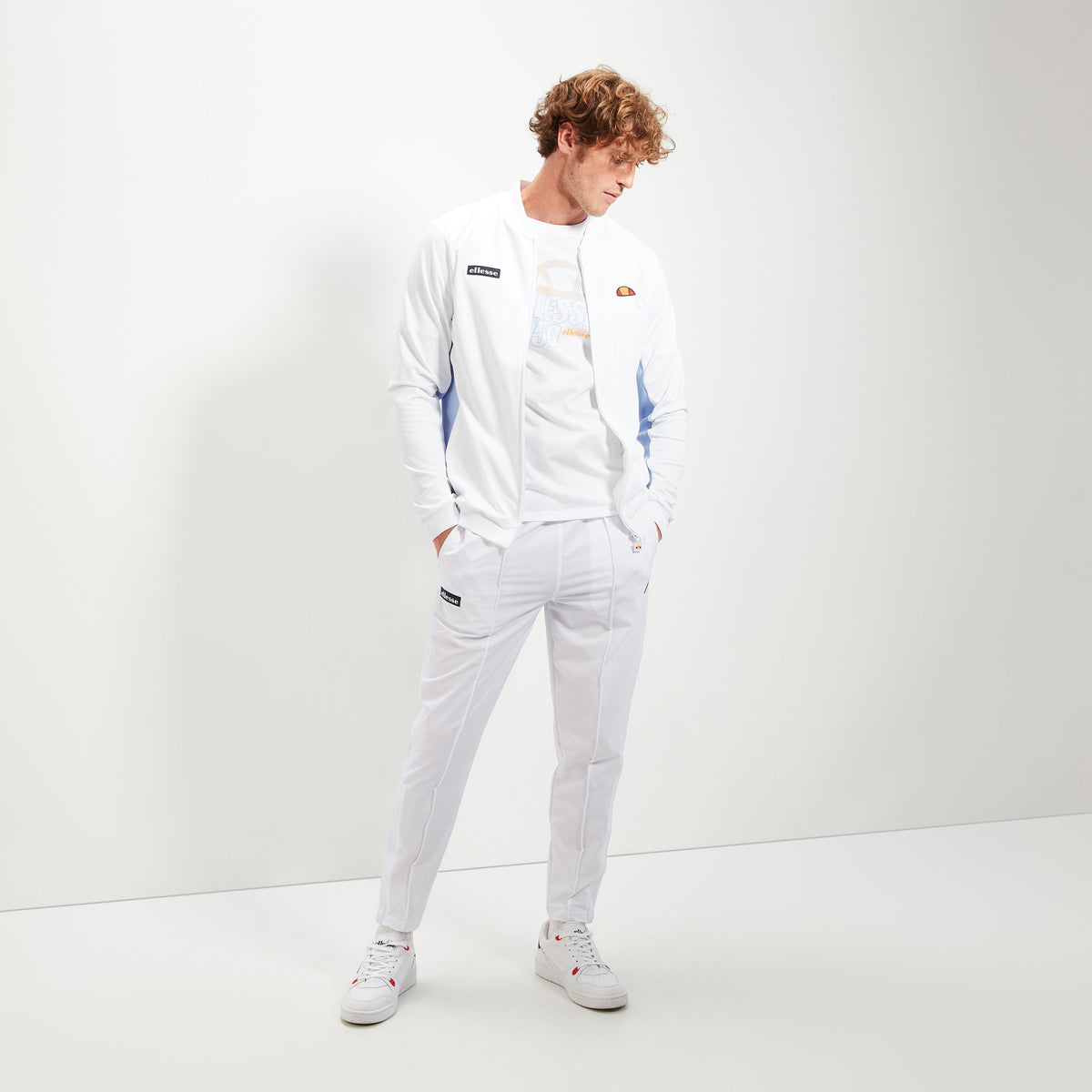 Ellesse Crusoe Trainingsjack Heren - wit, lichtblauw