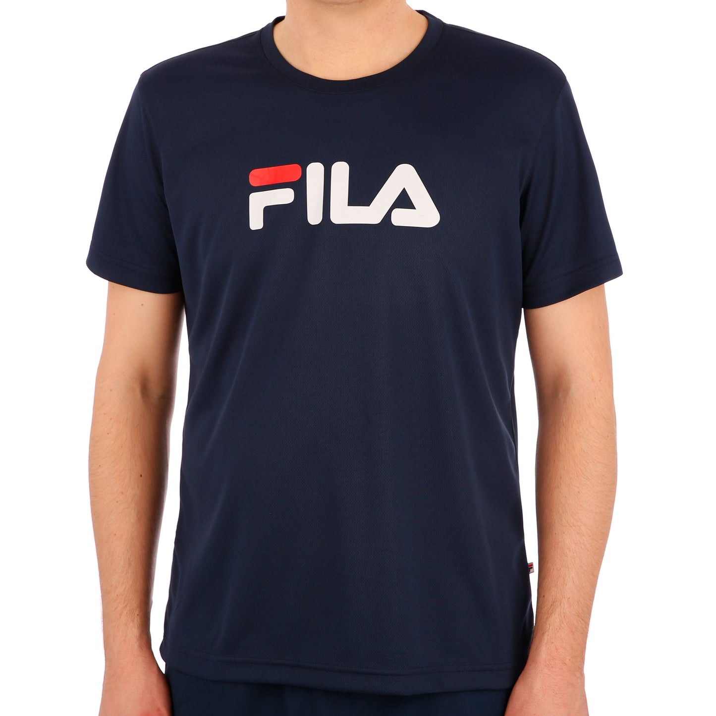 Fila Logo T-shirt Hommes - bleu foncé, blanc