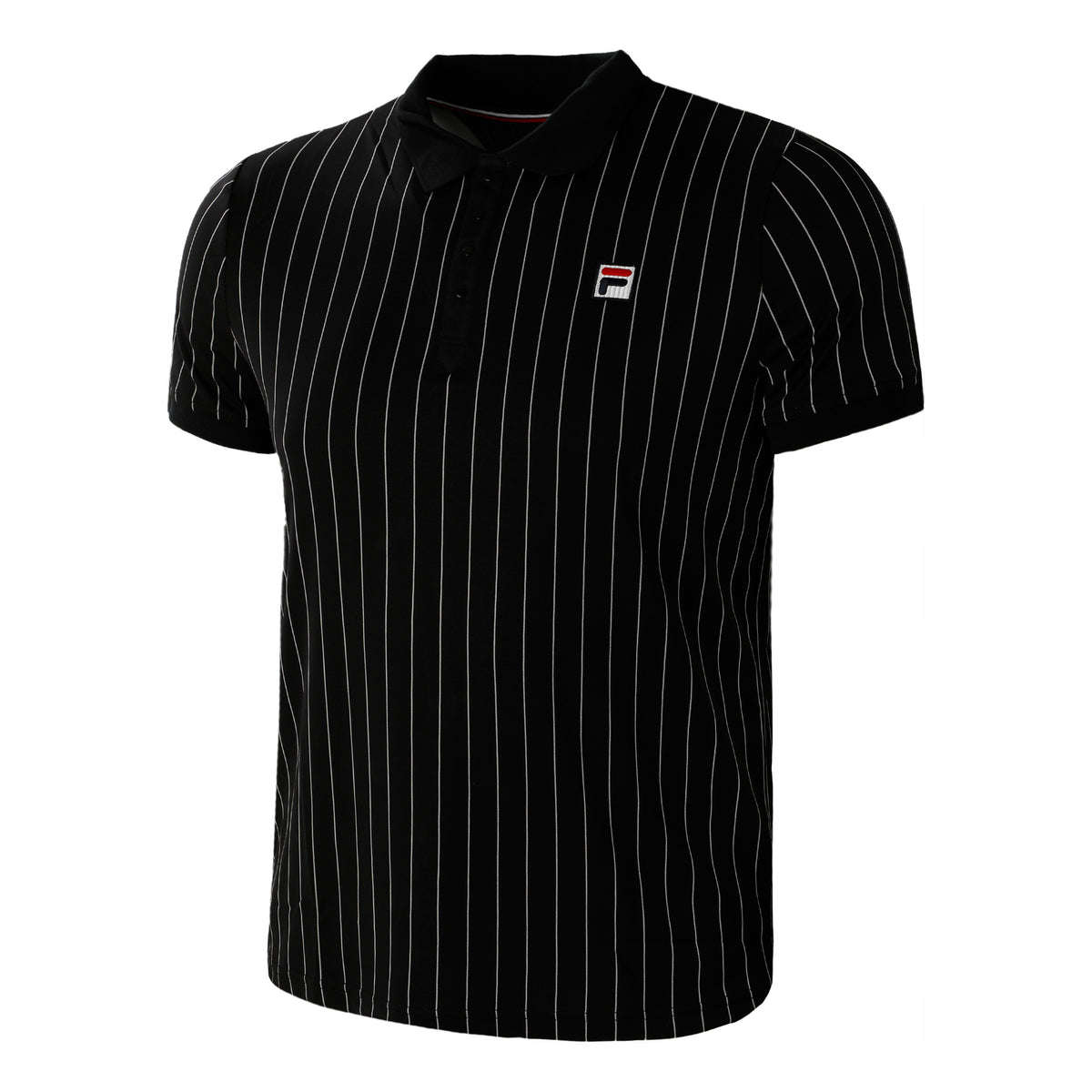 Fila Stripes Polo Heren-Zwart,Wit