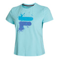 Emelie T-shirt Dames - turkoois, veelkleurig