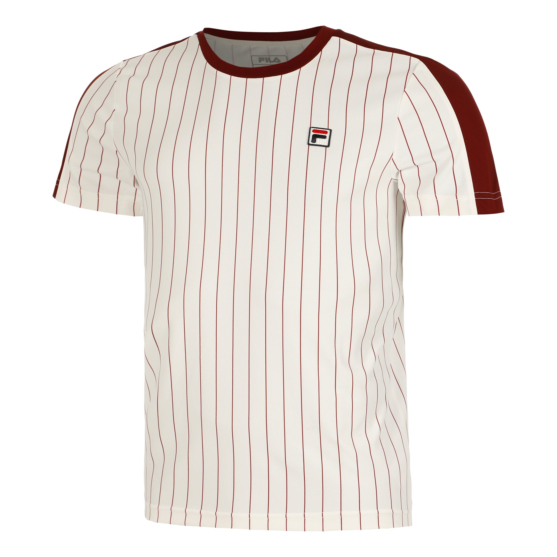 Fila Stripes Jascha 2 T-shirt Heren-Wit,Donkerrood