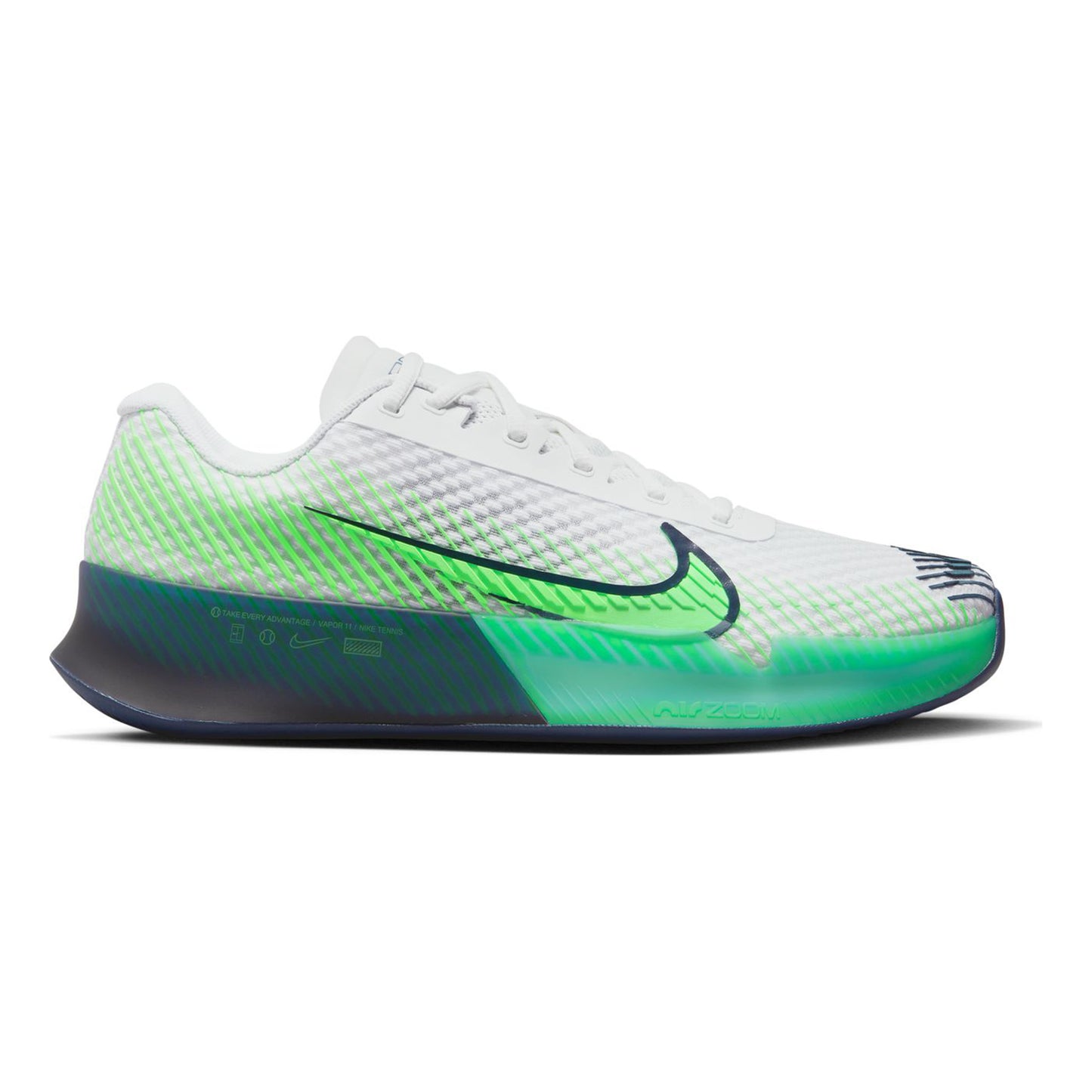 Nike Air Zoom Vapor 11 Chaussure terre battue Hommes - blanc, vert fluo