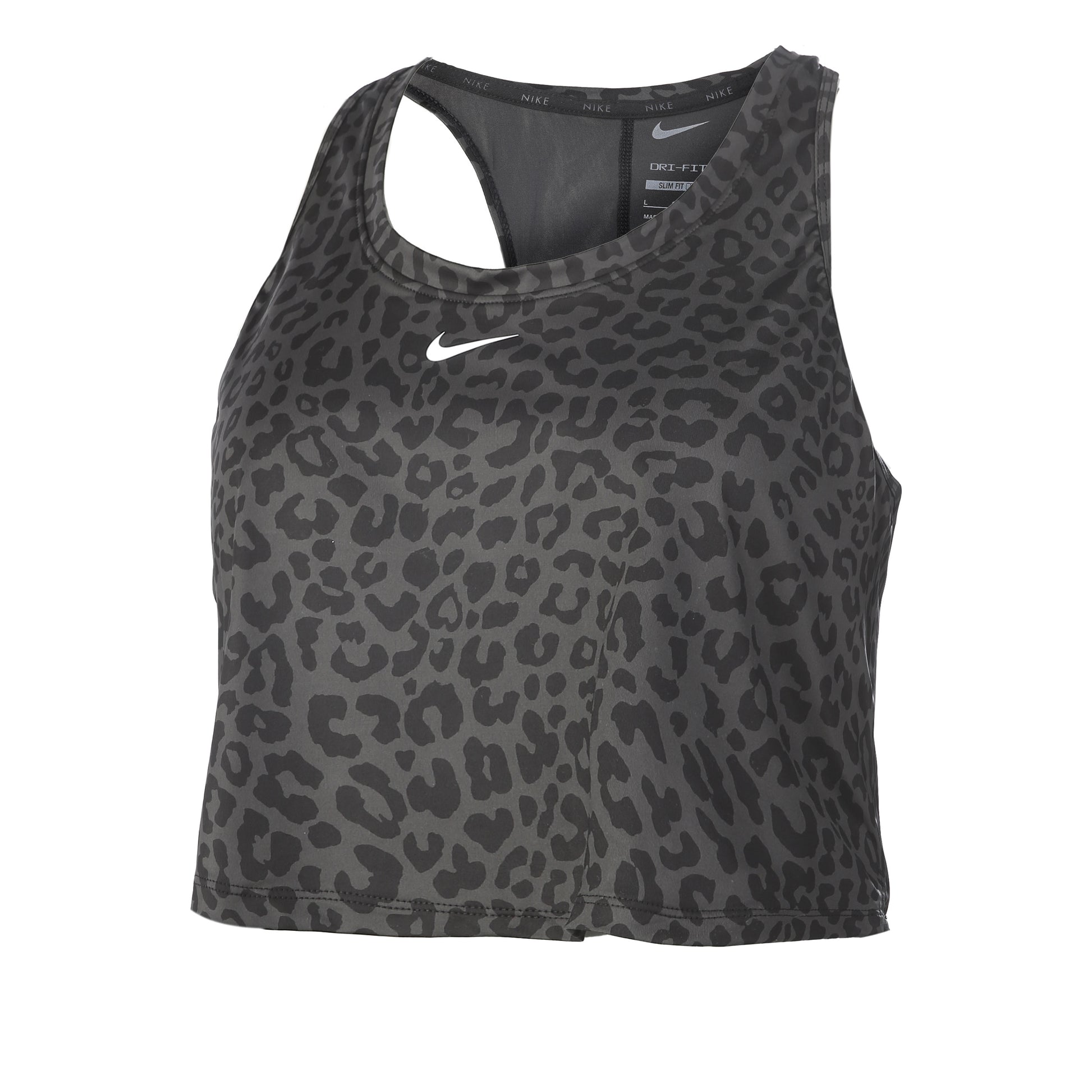 Nike Dri-Fit One Slim Leopard Tanktop Dames - grijs, zwart