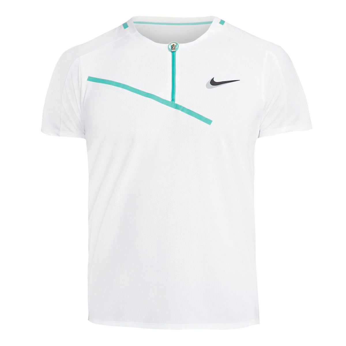 Nike Court Slam Polo Heren - wit, turkoois