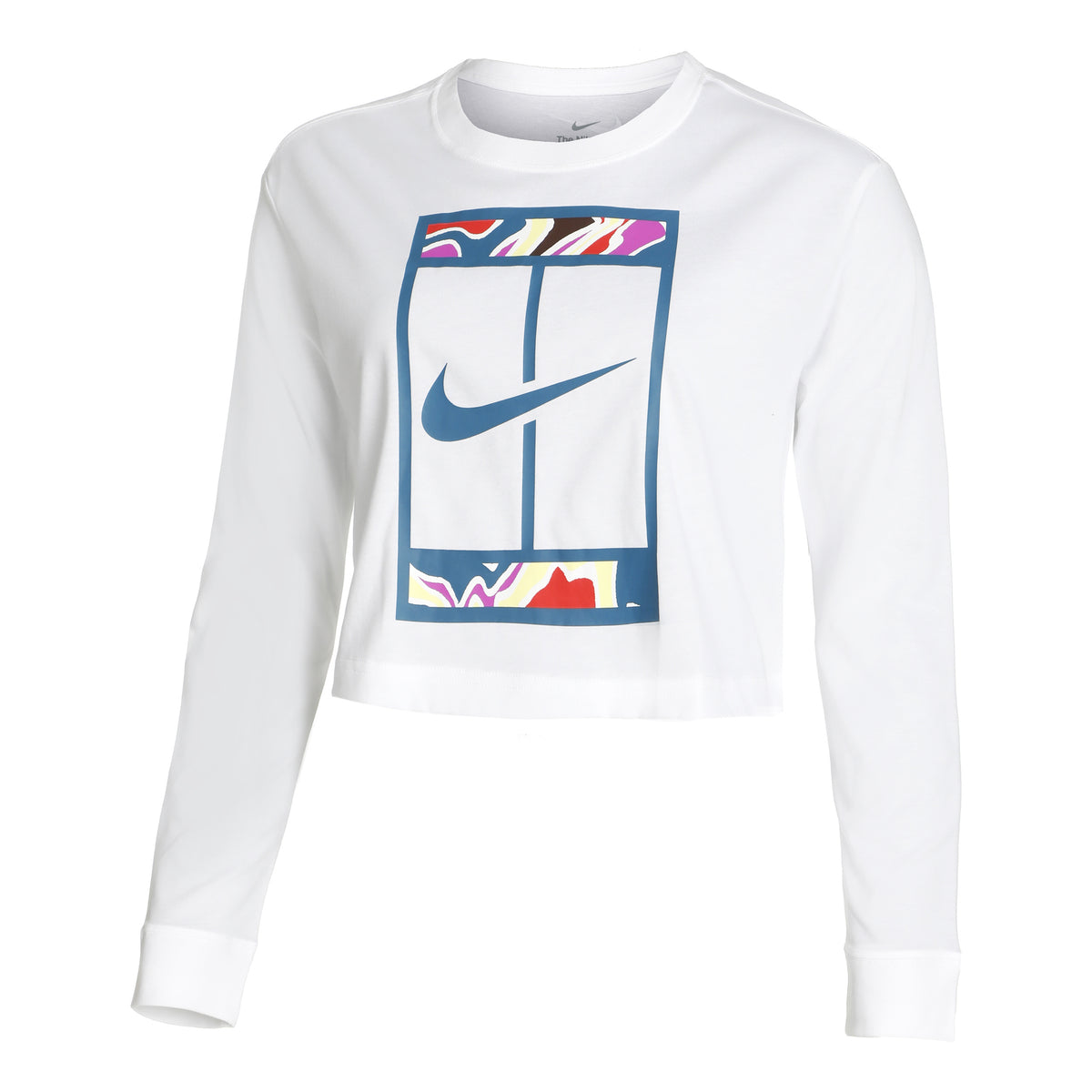 Nike Dri-Fit Court Slam Cropped Haut manches longues Femmes - blanc, multicouleur