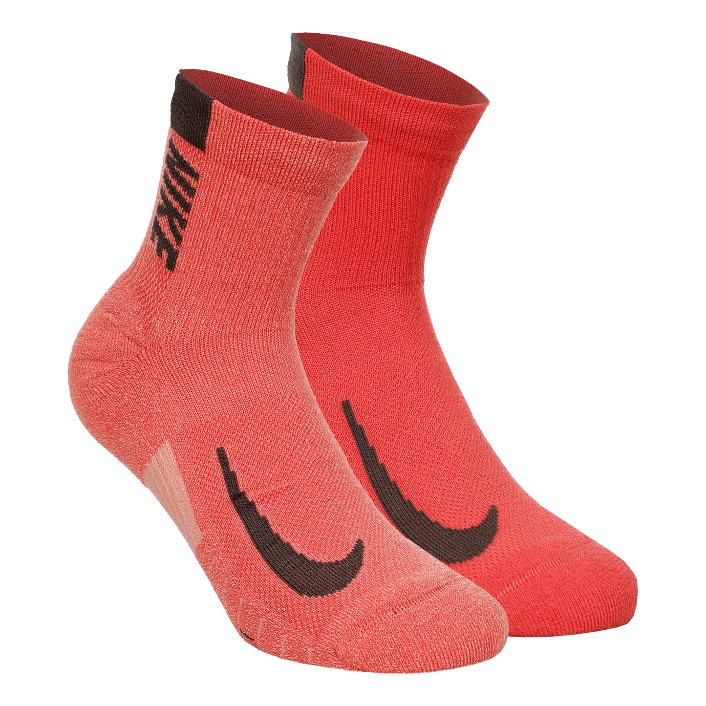 Nike Dri-Fit Multiplier No-Show Socks Chaussettes de running Pack de 2 unités Unisex - corail, rouge