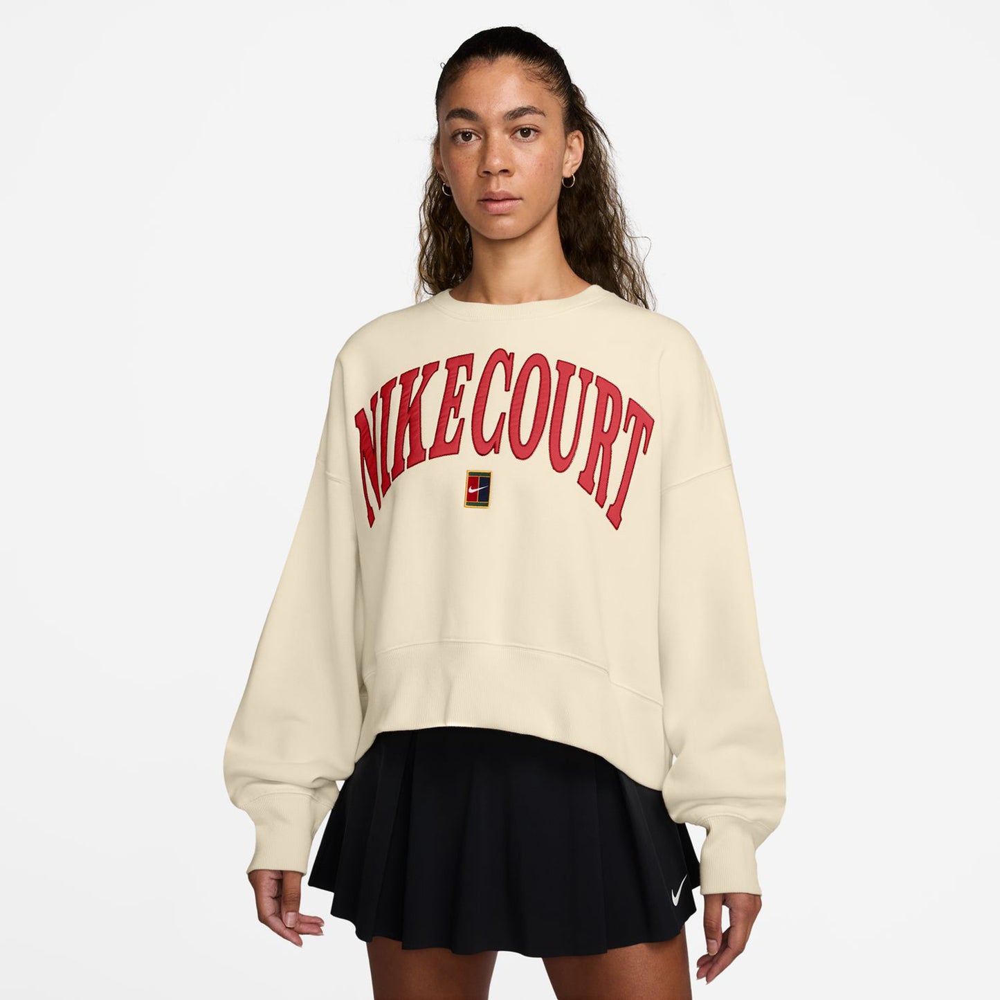 Nike Court Heritage Phoenix Fleece Oversized Crew High Rise Sweatshirt Dames - beige,
