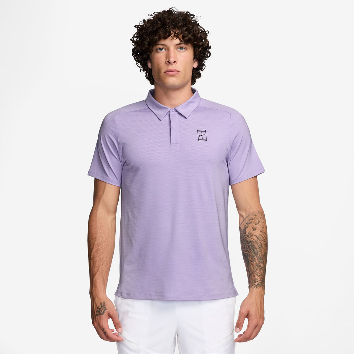 Nike Court Dri-FIT Advantage Polo Hommes-Lilas,Noir