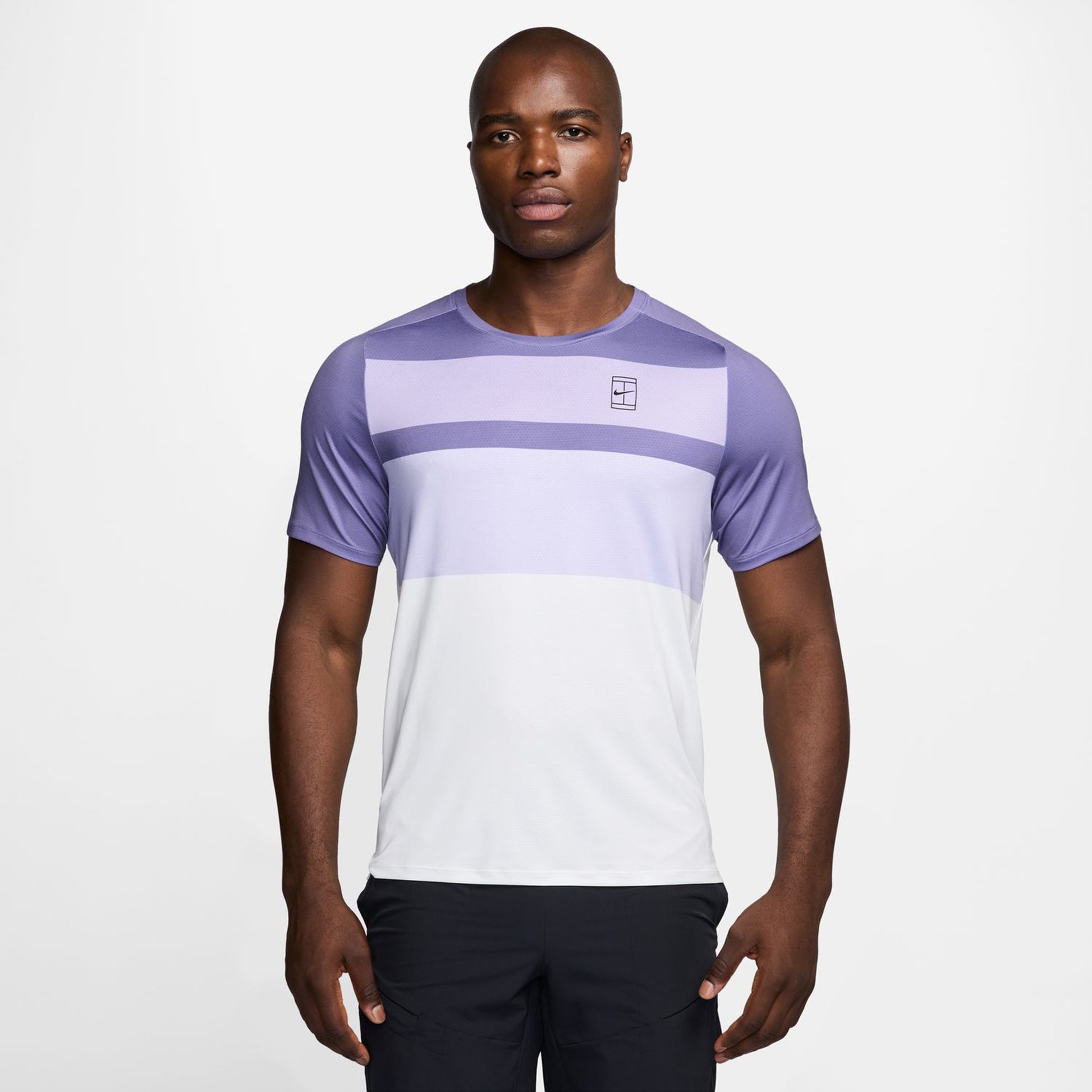 Nike Court Dri-FIT Advantage Print T-shirt Heren - mauve, wit