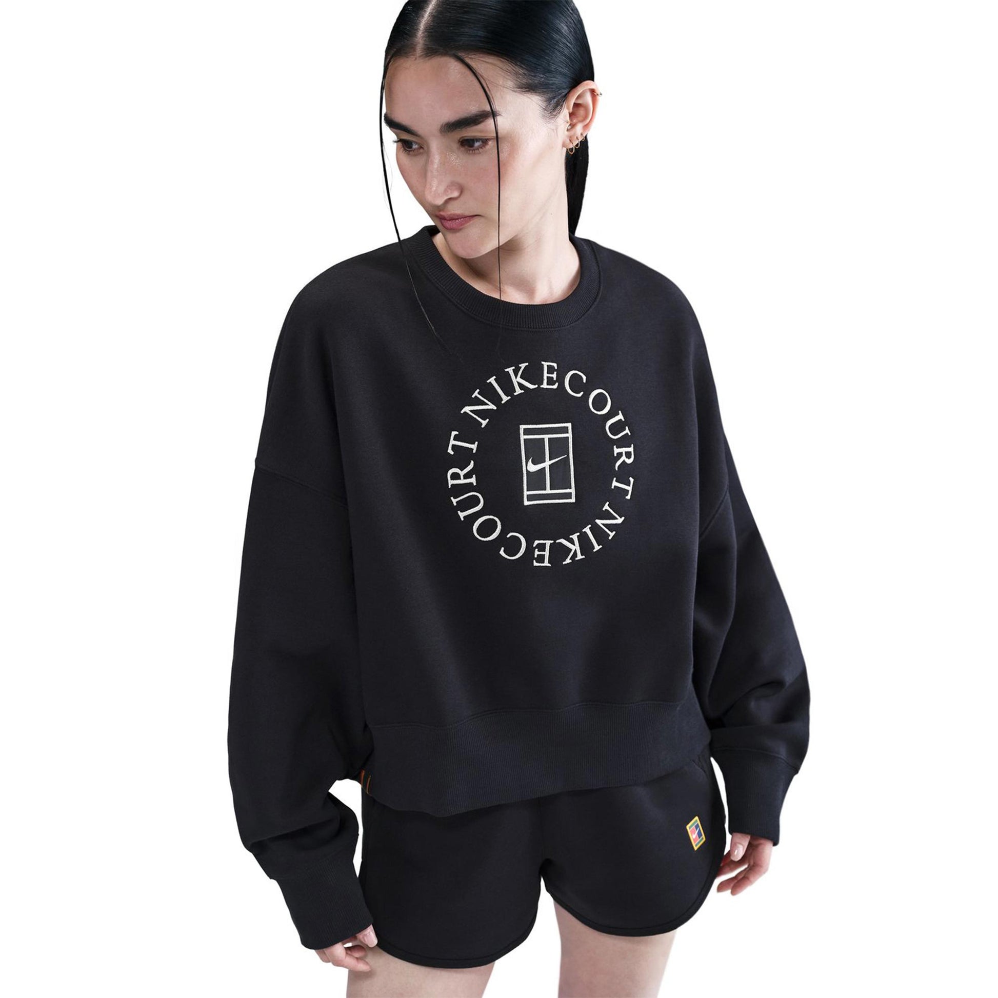 Nike Court Phoenix Over-Oversized Crew Heritage Sweatshirt Dames-Zwart