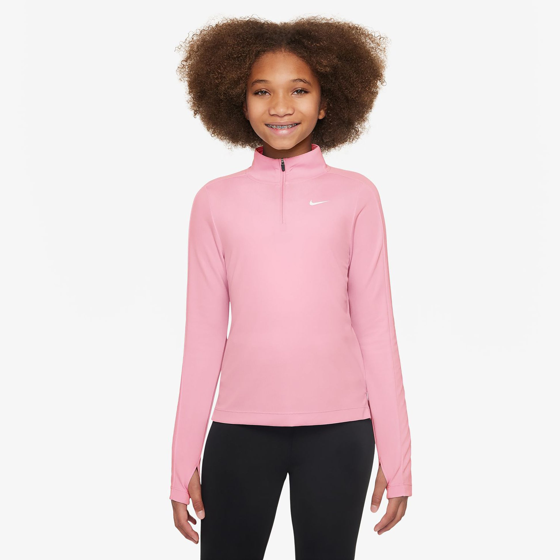 Nike Dri-Fit Half-Zip Haut Manches Longues Filles-Rosé