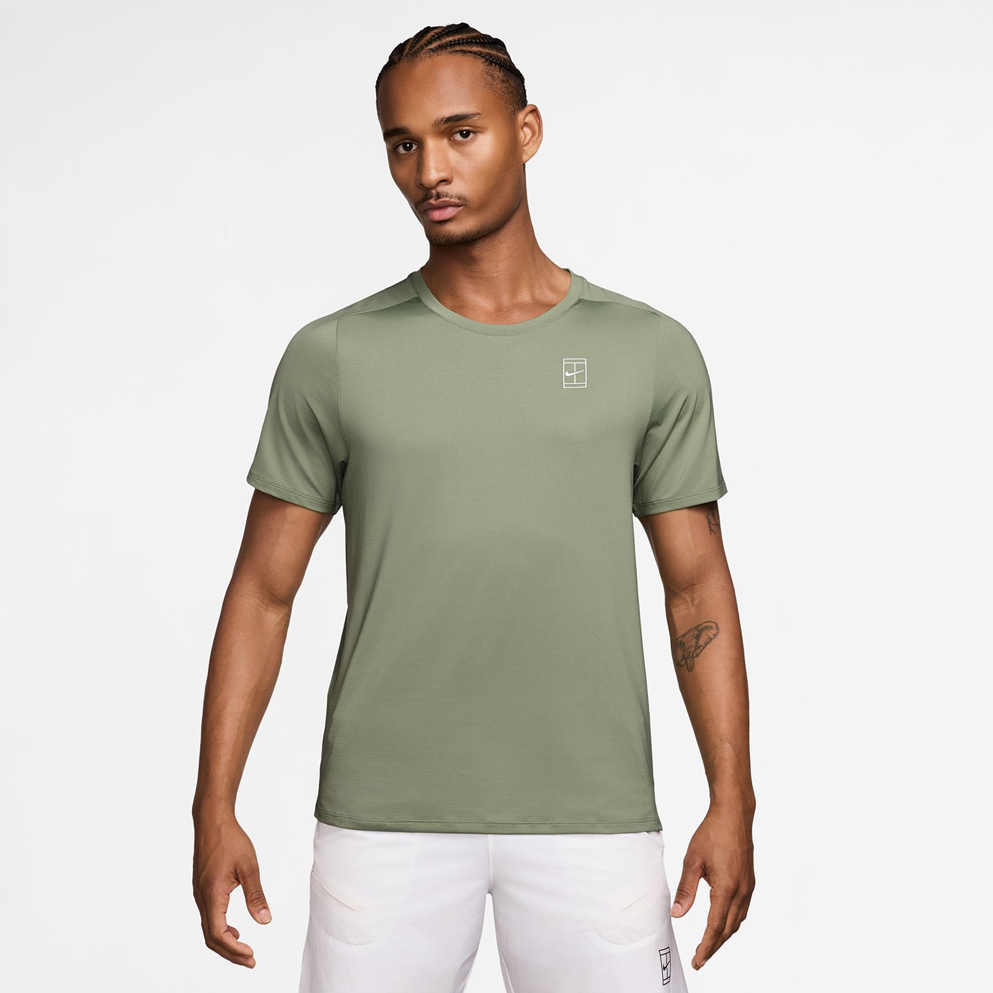Nike Court Dri-FIT Advantage T-shirt Heren-olijf