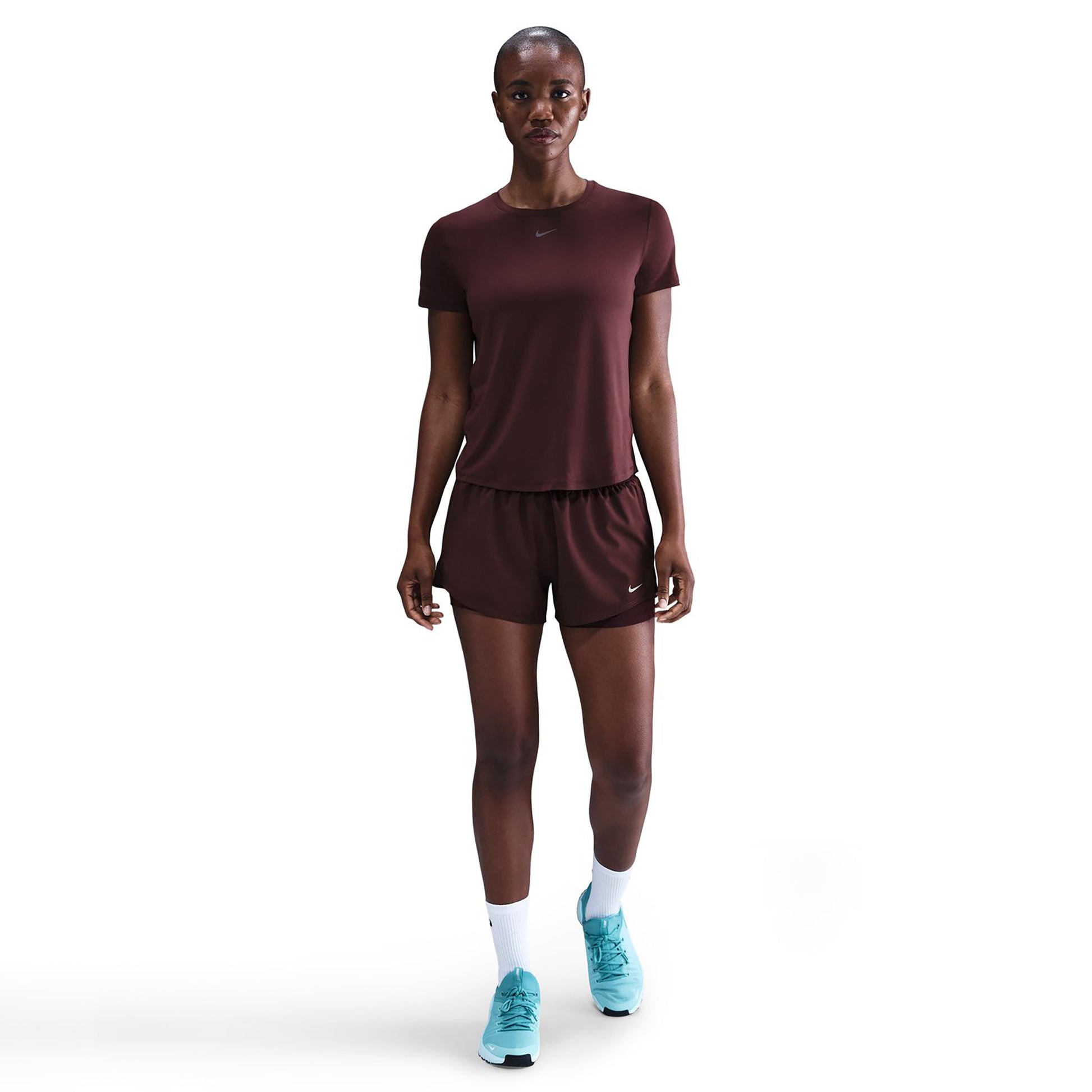 Nike Dri-Fit One Mid Rise 2in1 3in Shorts Femmes - rouge foncé, argent