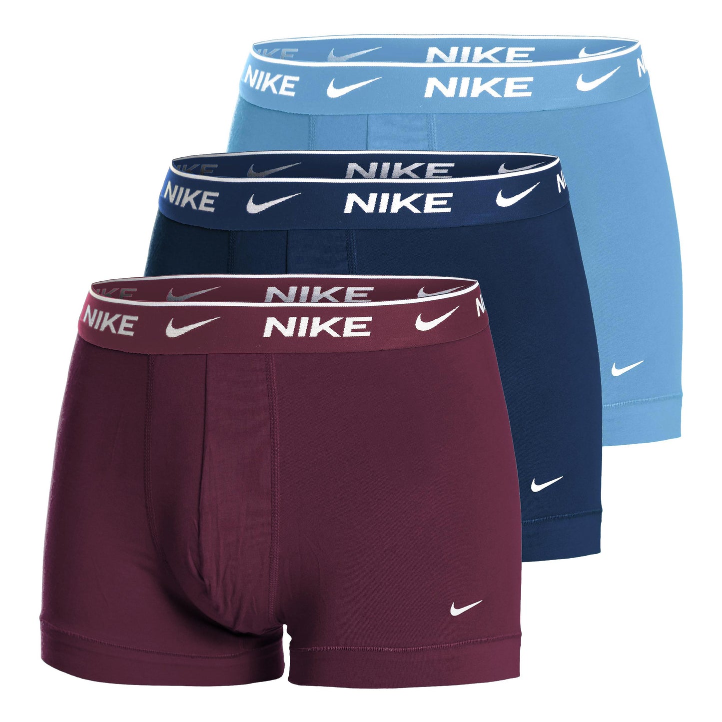 Nike Everyday Stretch Trunk Boxershort Verpakking 3 stuks Heren - lichtblauw, donkerrood