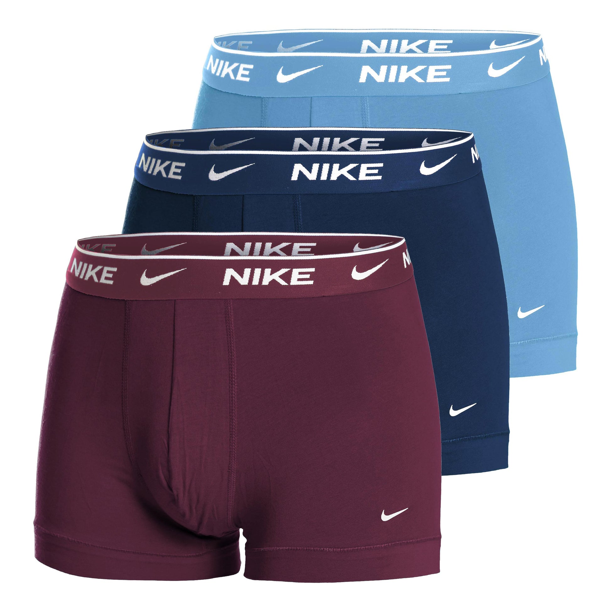 Nike Everyday Stretch Trunk Boxershort Verpakking 3 stuks Heren - lichtblauw, donkerrood