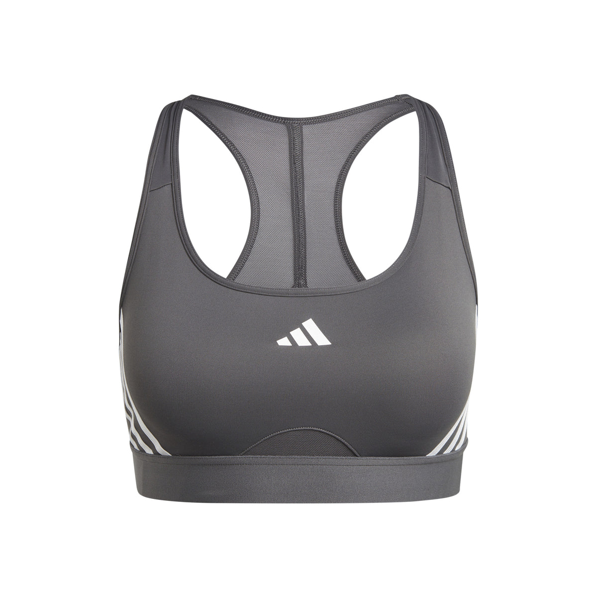 adidas Power Racer Medium 3Stripes Sport-bh Dames - grijs, wit