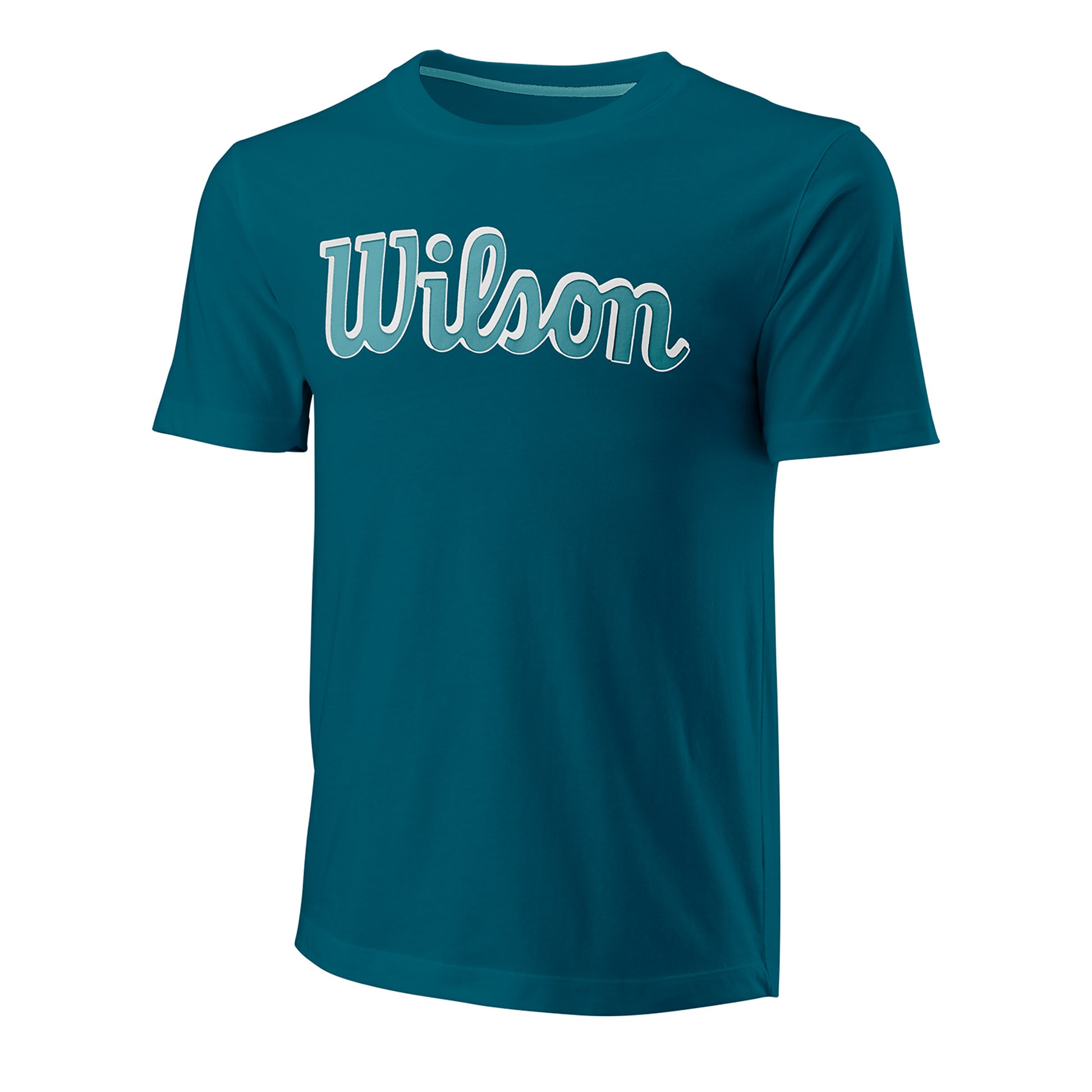 Wilson Script Eco Slimfit T-shirt Heren - petrolblauw,