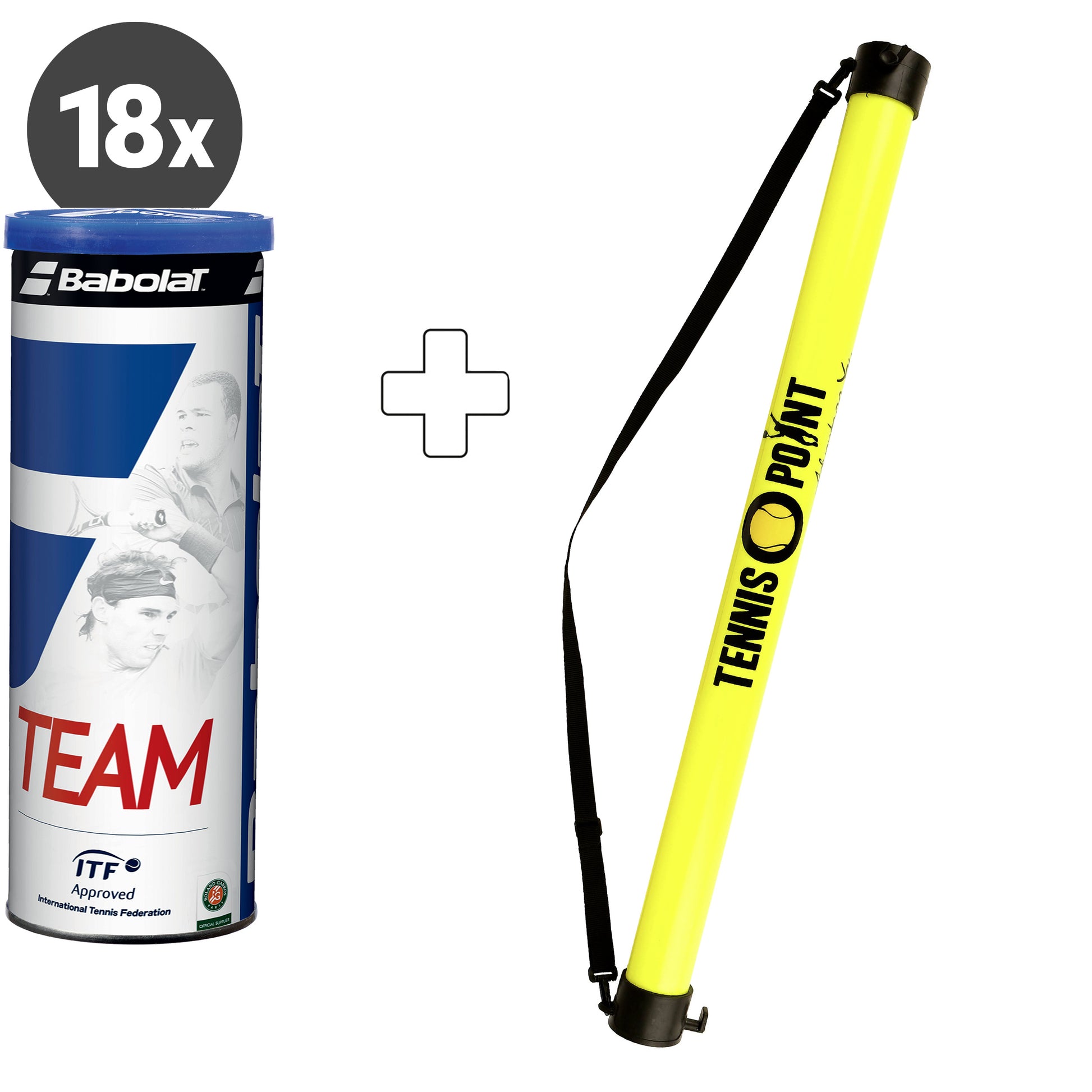 Babolat 18x verpakking 4 stuks Team Plus ballenverzamelbuis