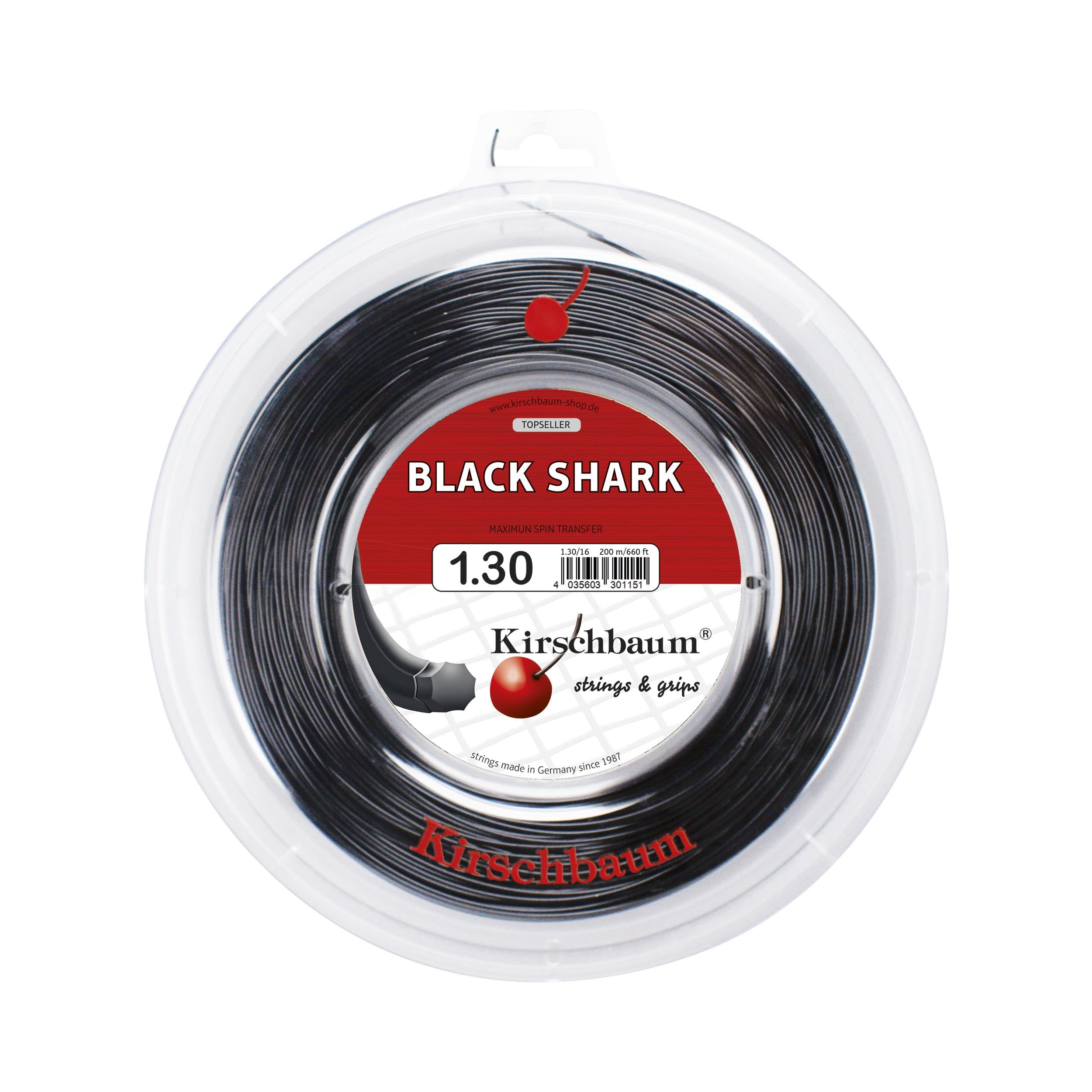 Kirschbaum Shark Rol Snaren 200m-Zwart