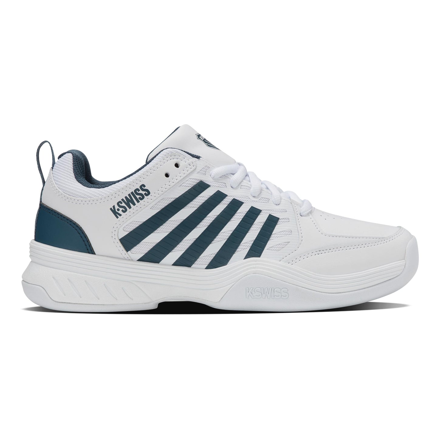 K-Swiss Court Express 2 Chaussure Moquette Hommes-Blanc,Bleu Petrol