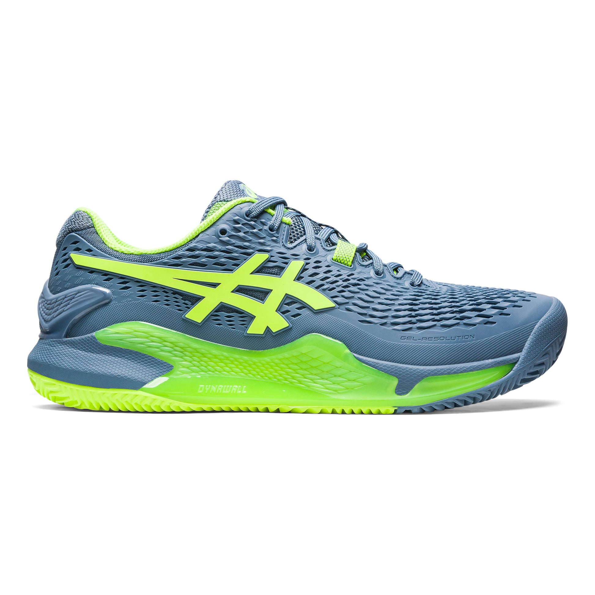 ASICS Gel-Resolution 9 Chaussure terre battue Hommes - bleu, vert fluo