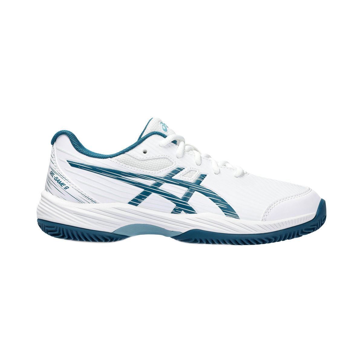 ASICS Gel-Game GS Chaussure terre battue Enfants - blanc, bleu petrol