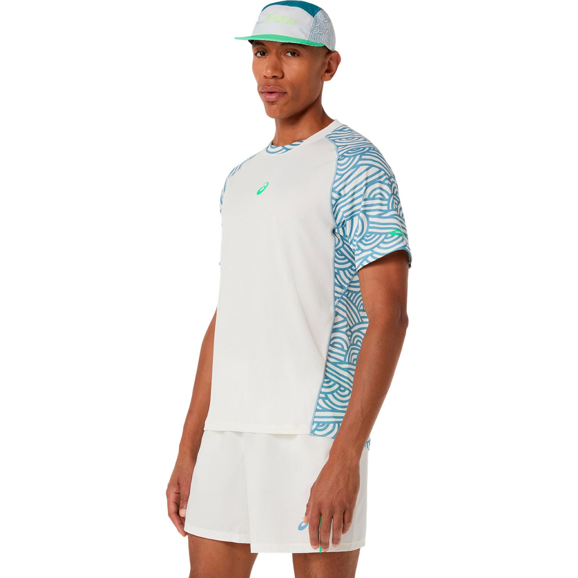 ASICS Court T-shirt Hommes - crème, bleu gris