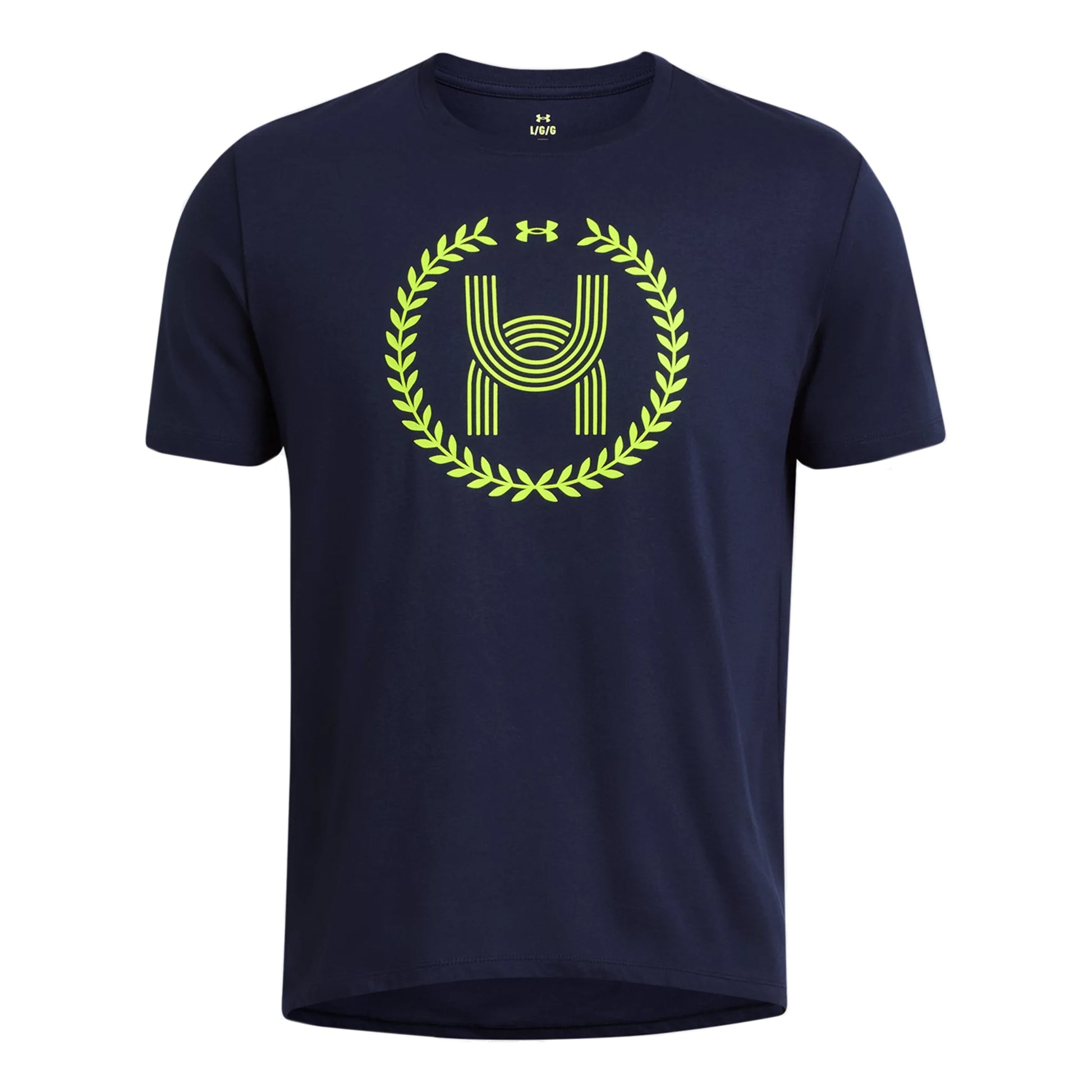 Under Armour Run Everywhere Wreath SS Hardloopshirt Heren-Donkerblauw,Neongeel