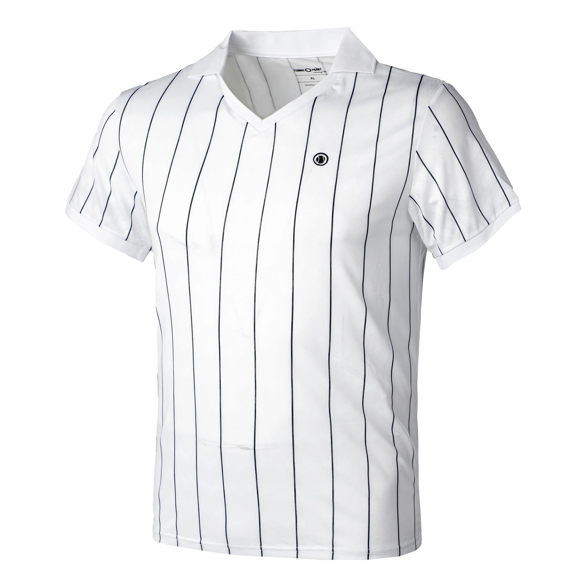 Tennis-Point Stripes Polo Hommes - blanc, noir