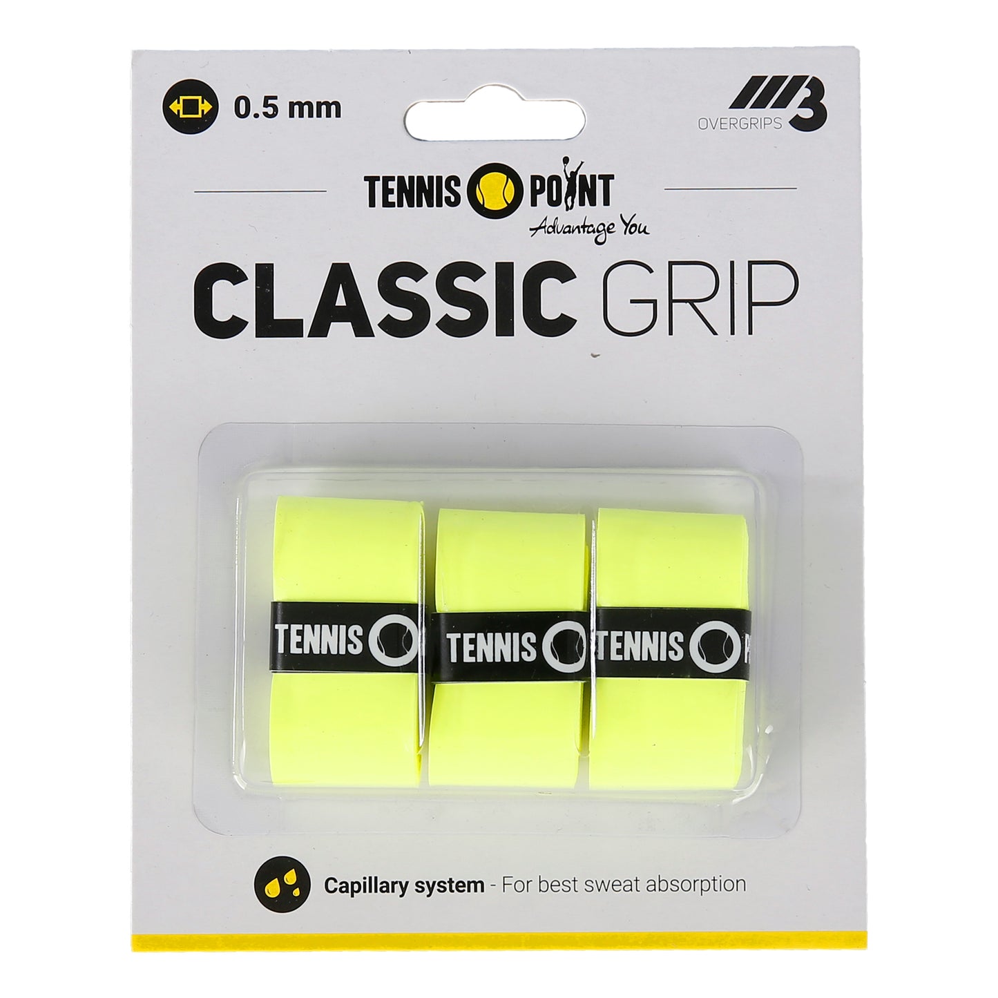 Tennis-Point Classic Grip Verpakking 3 stuks - geel
