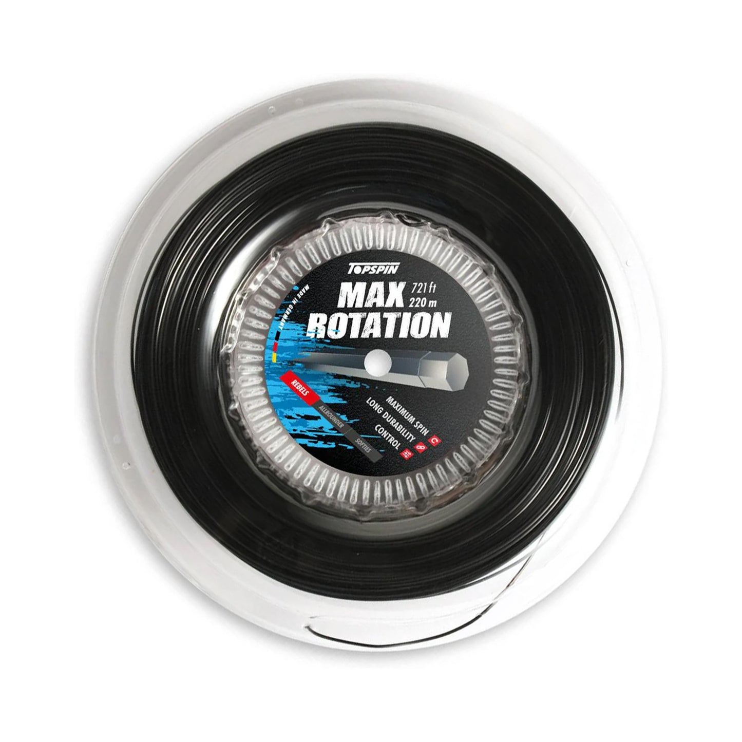 Topspin Cyber MAXation Heptagonal Rol Snaren 220m-Zwart