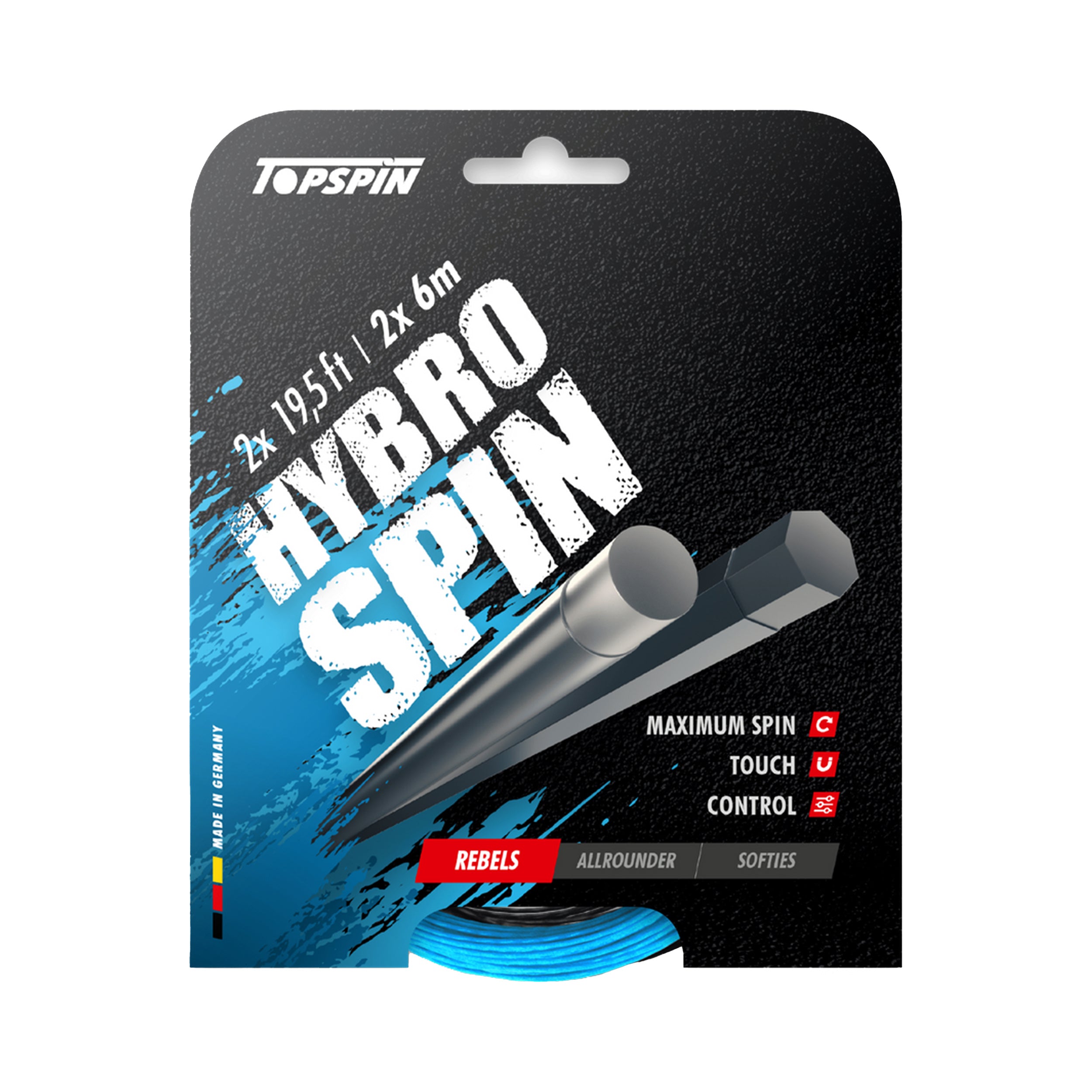 Topspin Hybro Spin 2 X 6m Set Snaren-Lichtblauw